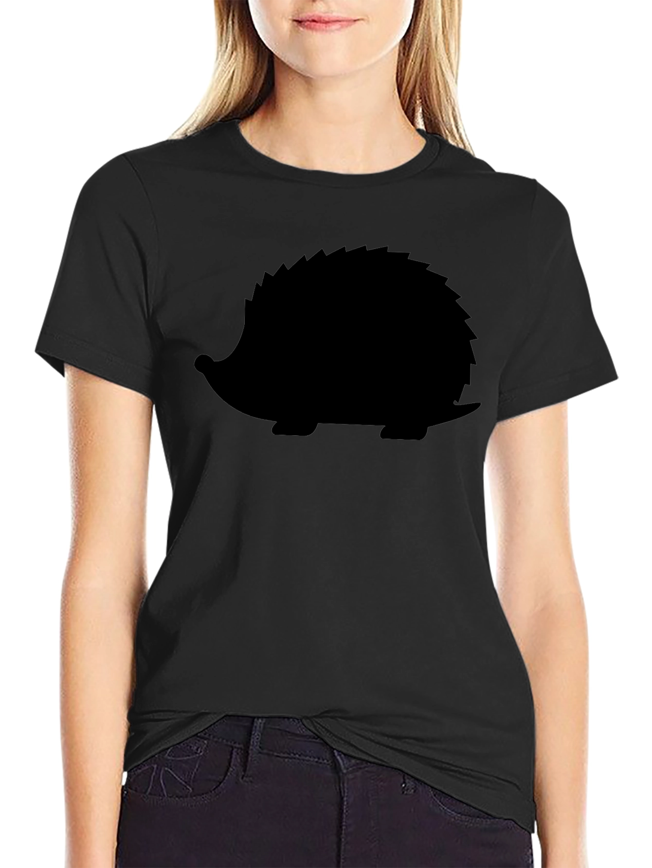 Black Hedgehog Graphic Tee - Quirky Casual Style