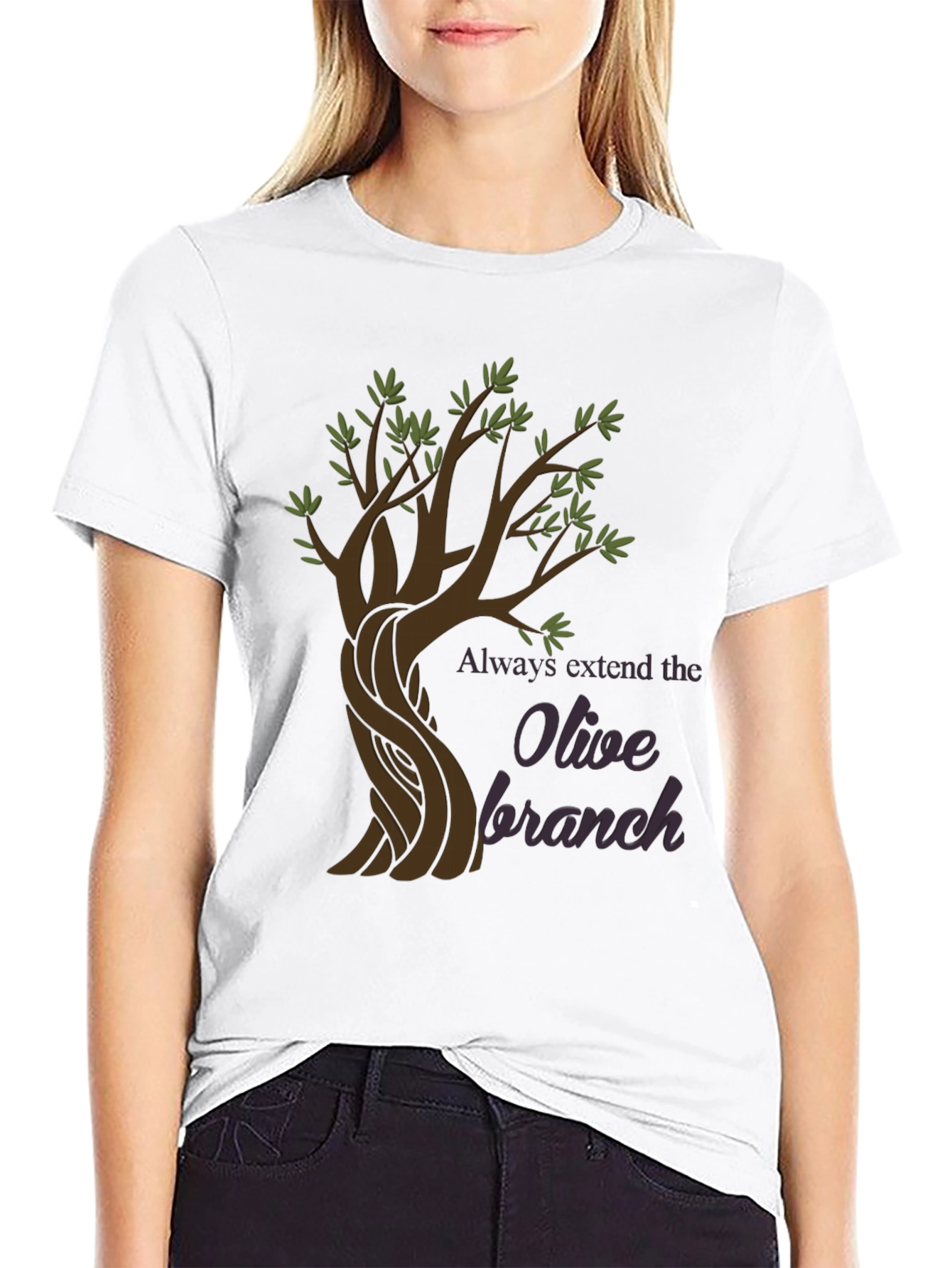 Olive Branch Graphic T-Shirt - Peaceful Symbolism