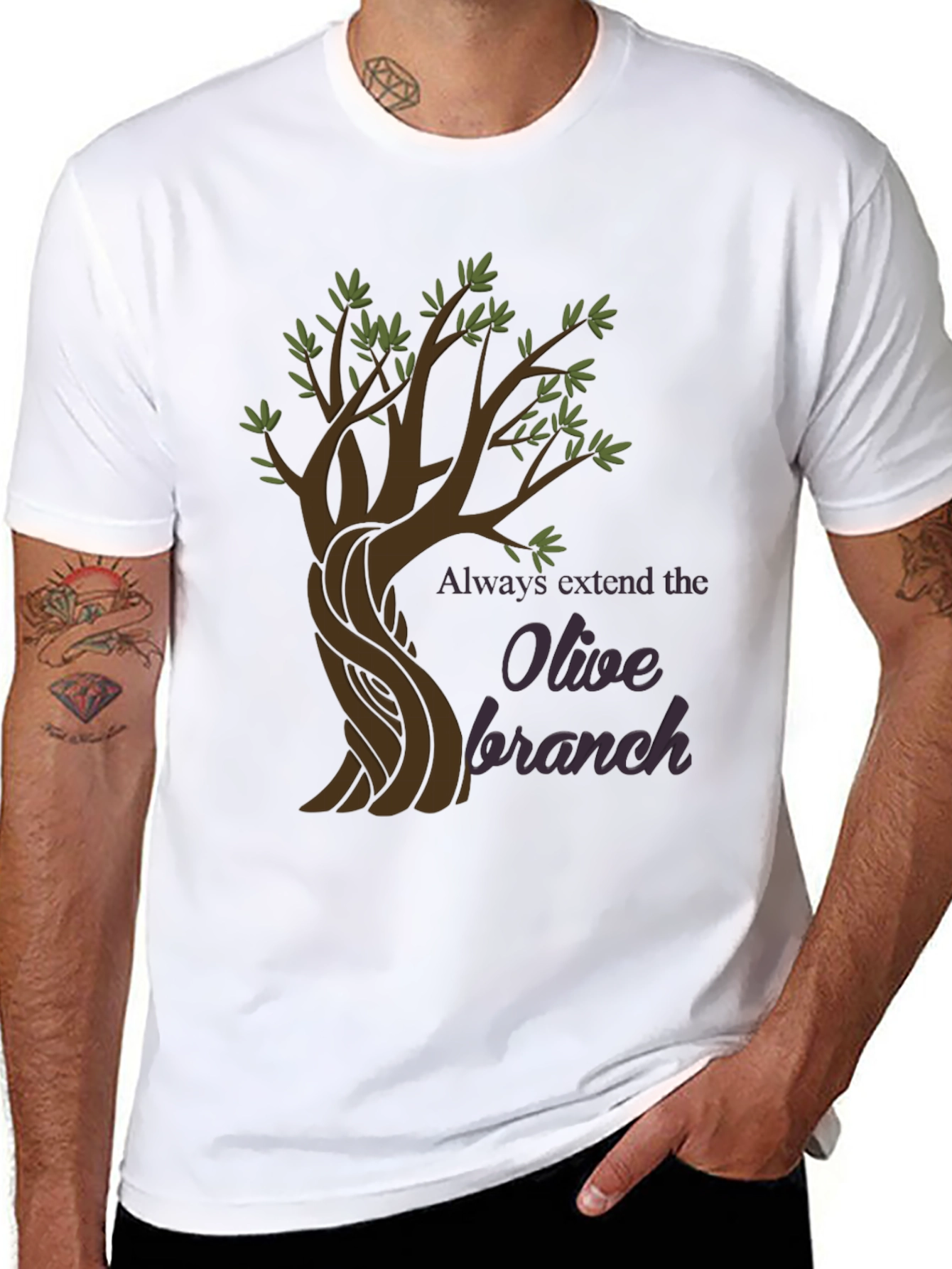 Olive Branch Graphic T-Shirt - Peaceful Symbolism