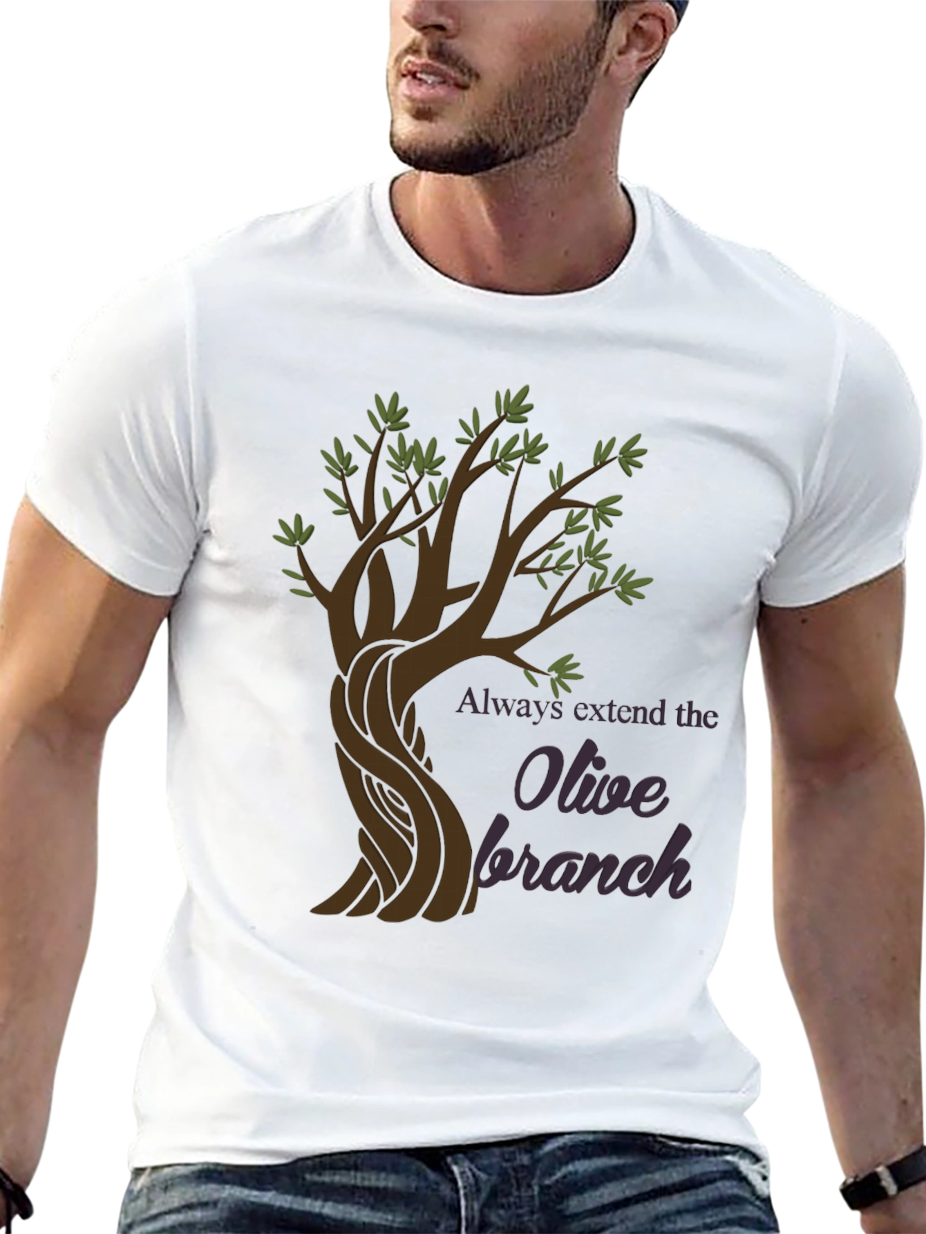 Olive Branch Graphic T-Shirt - Peaceful Symbolism