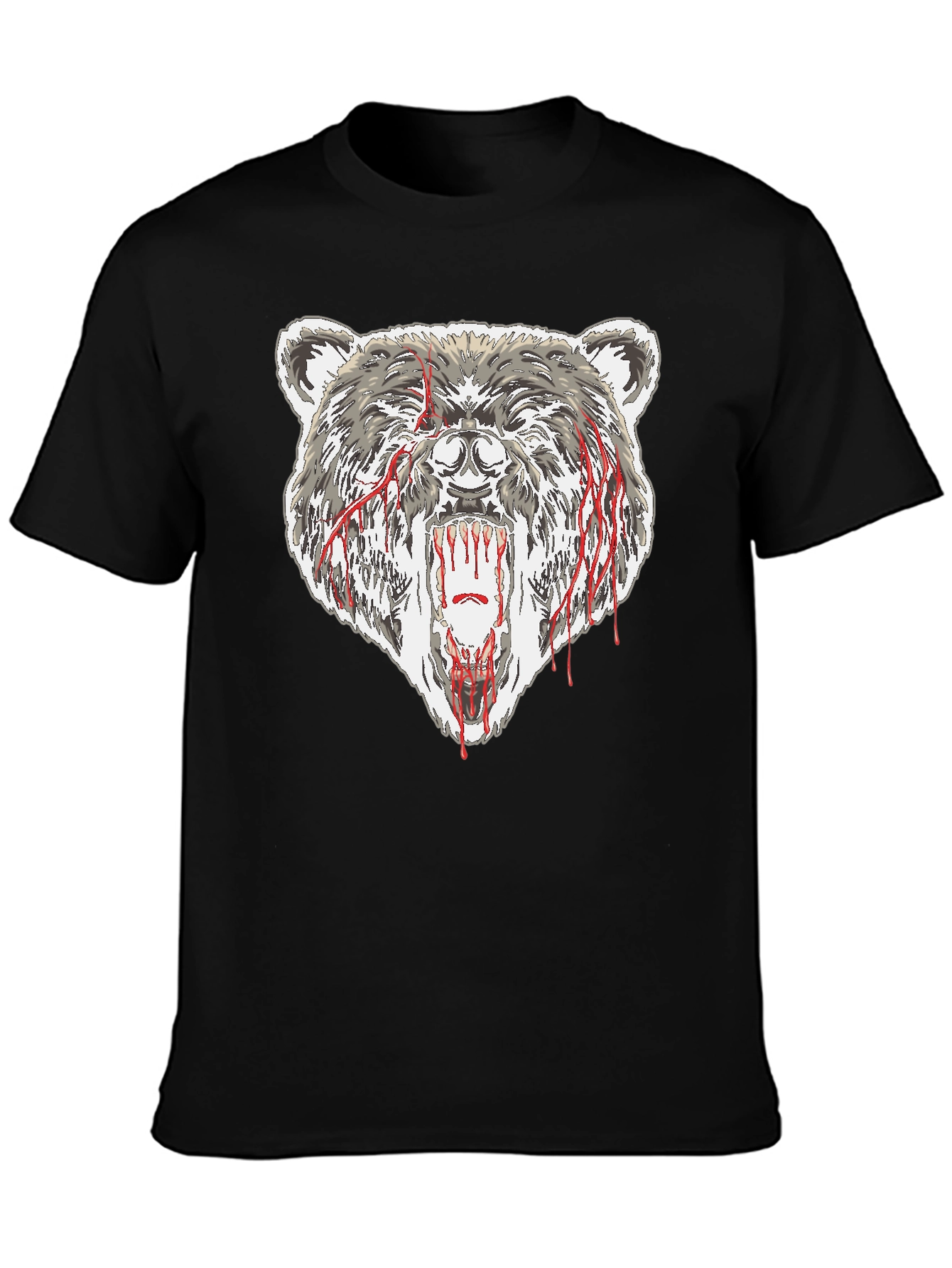 Bear Graphic Tee - Black Cotton T-Shirt