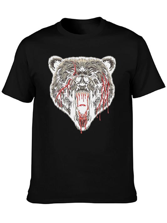 Bear Graphic Tee - Black Cotton T-Shirt