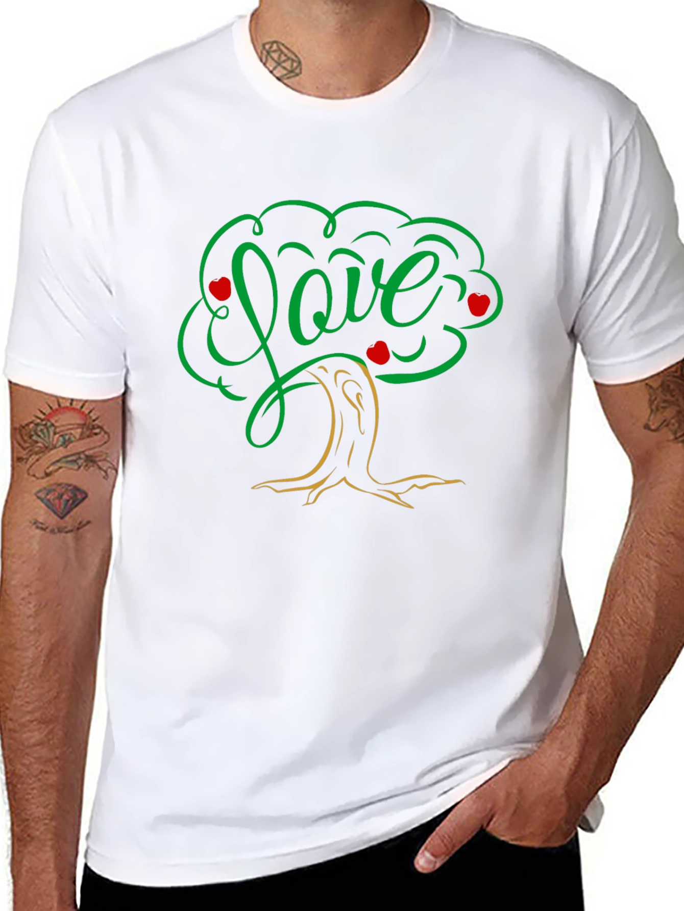 Love Tree Black T-Shirt: Heart & Nature Design