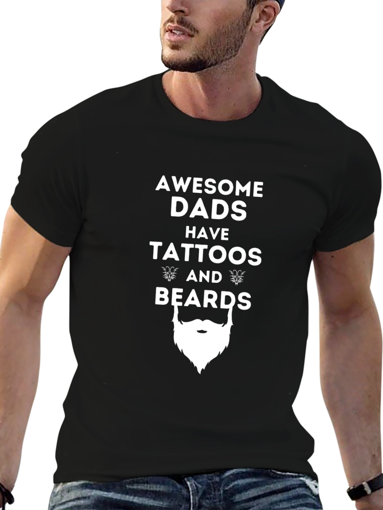 Awesome Dads Tattoos and Beards Black Graphic Tee