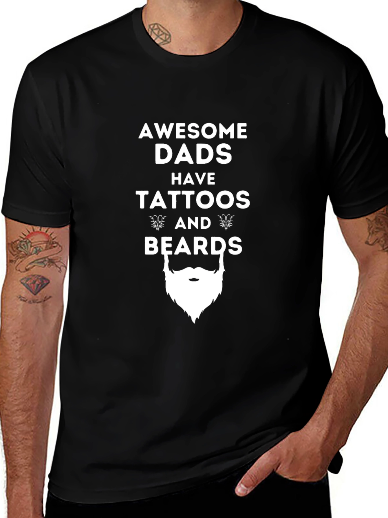 Awesome Dads Tattoos and Beards Black Graphic Tee