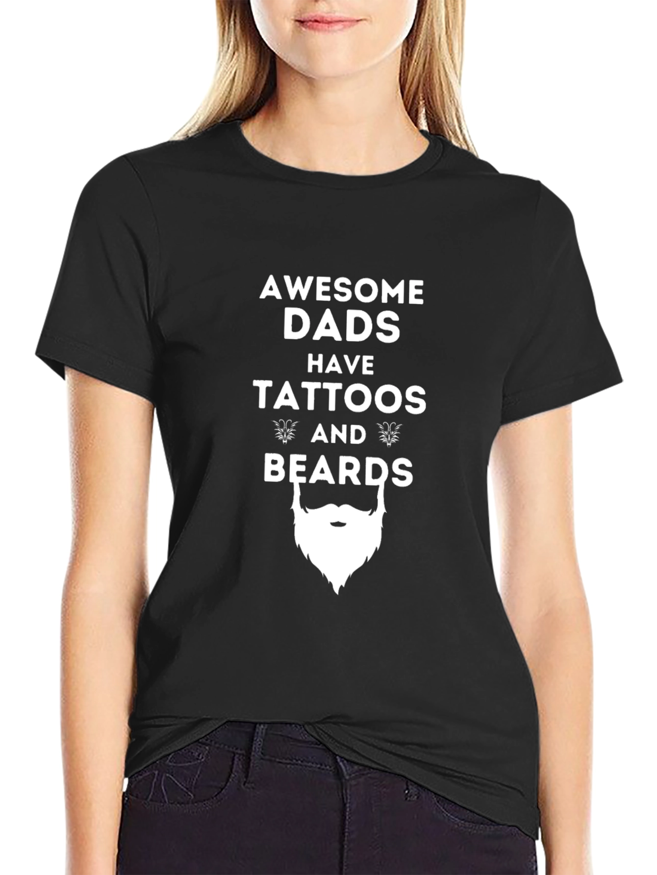 Awesome Dads Tattoos and Beards Black Graphic Tee