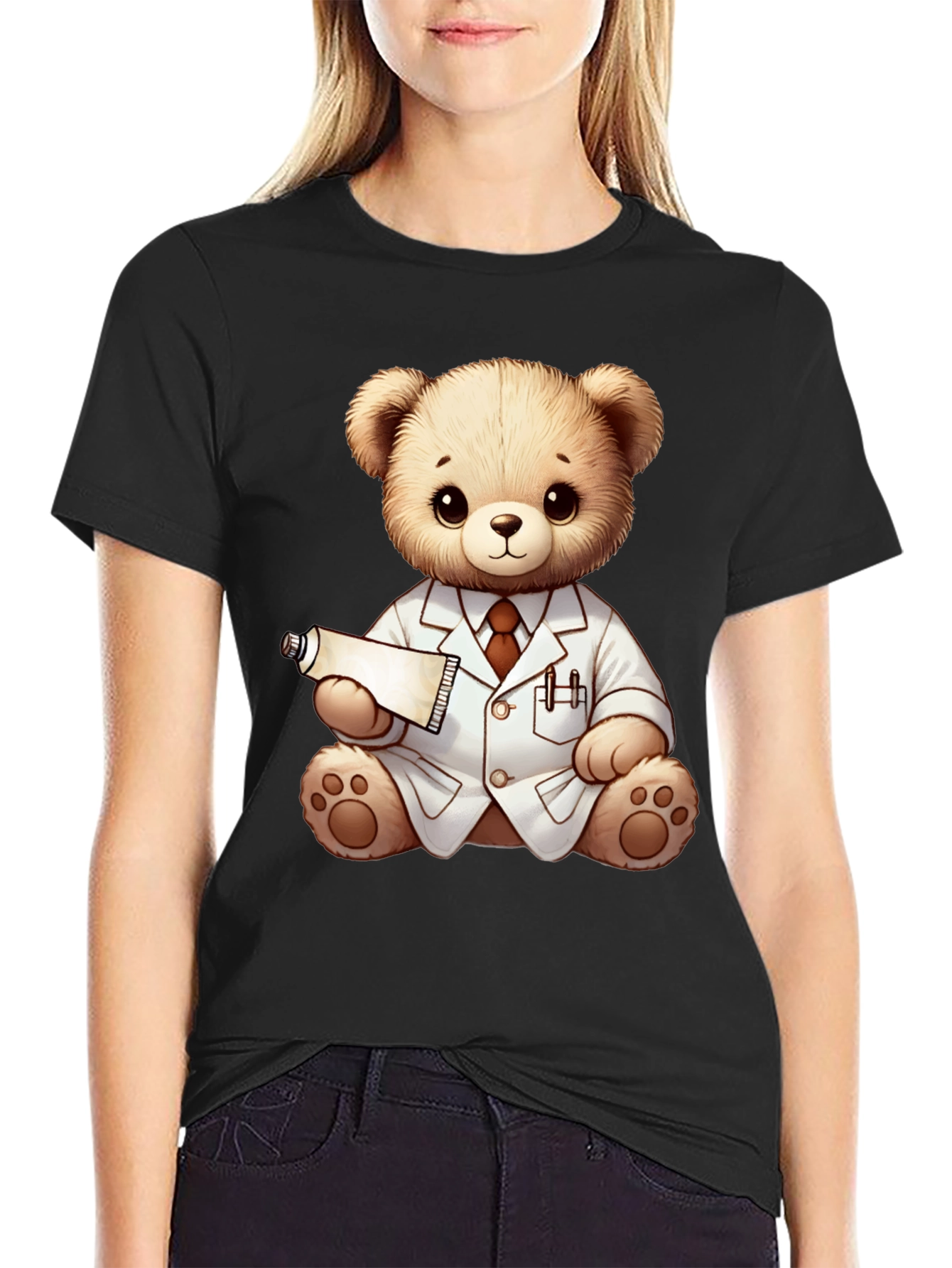 Teddy Bear Doctor Black T-Shirt