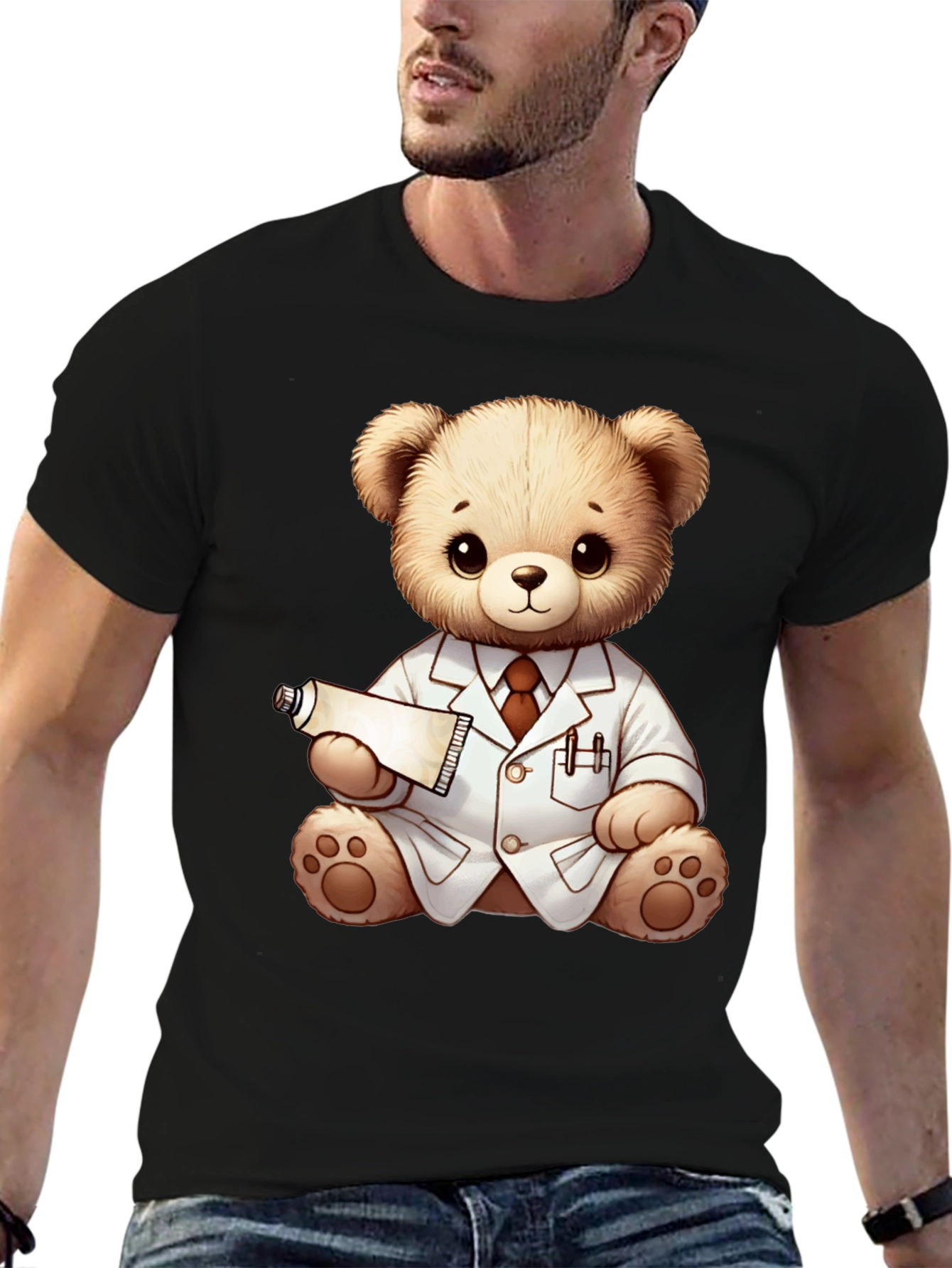 Teddy Bear Doctor Black T-Shirt