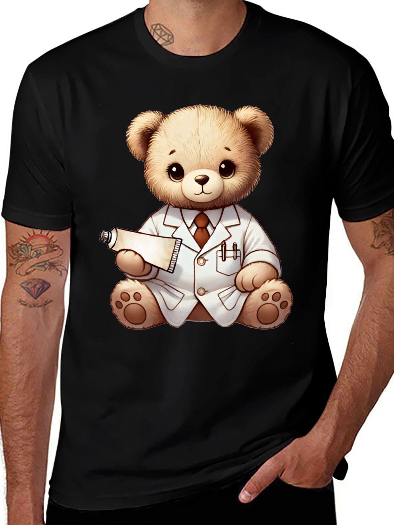 Teddy Bear Doctor Black T-Shirt