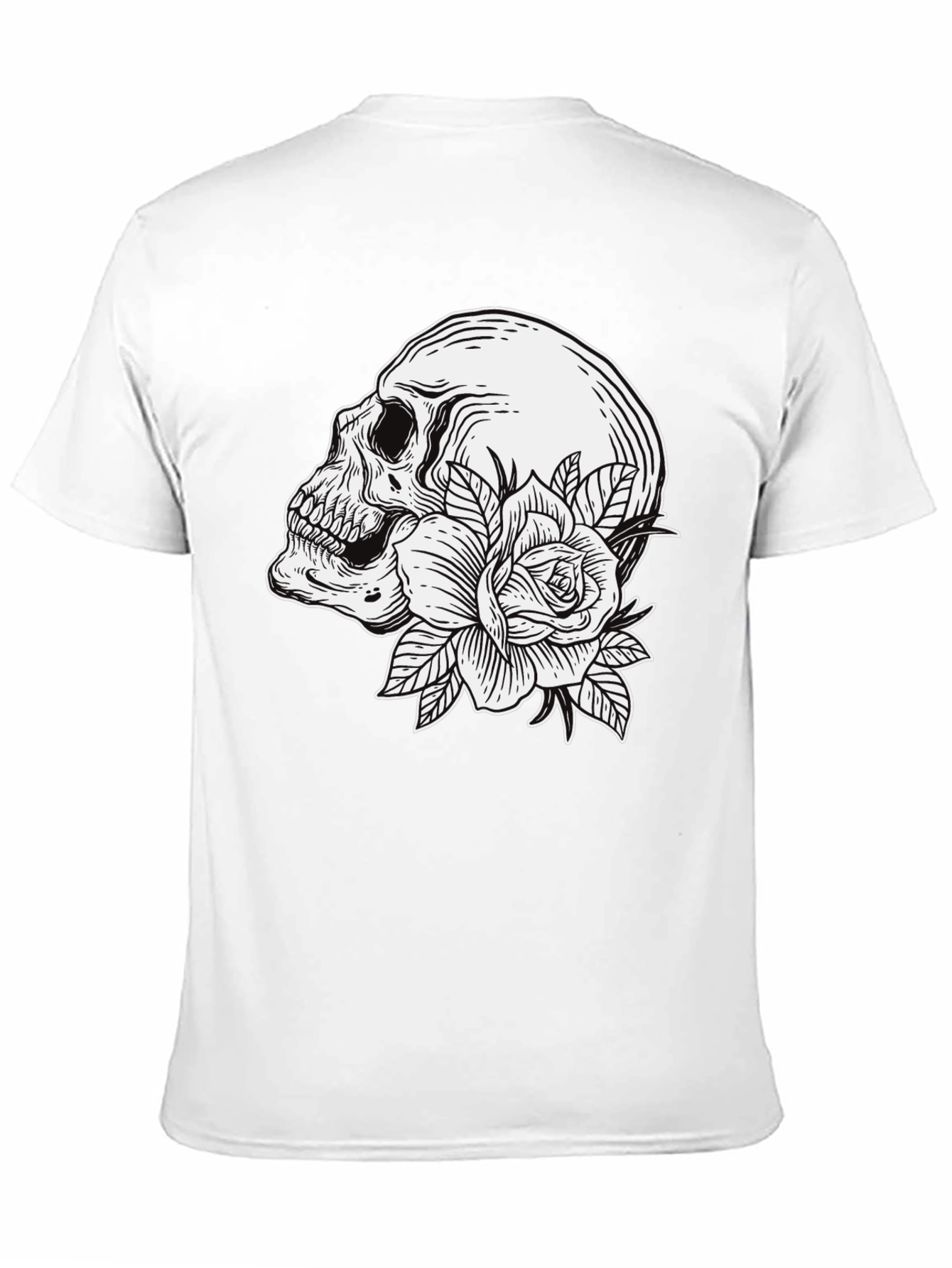 Skull and Rose Graphic T-Shirt - Mens Black Tee
