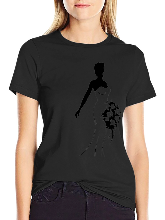 Elegant Bride Silhouette Black T-Shirt