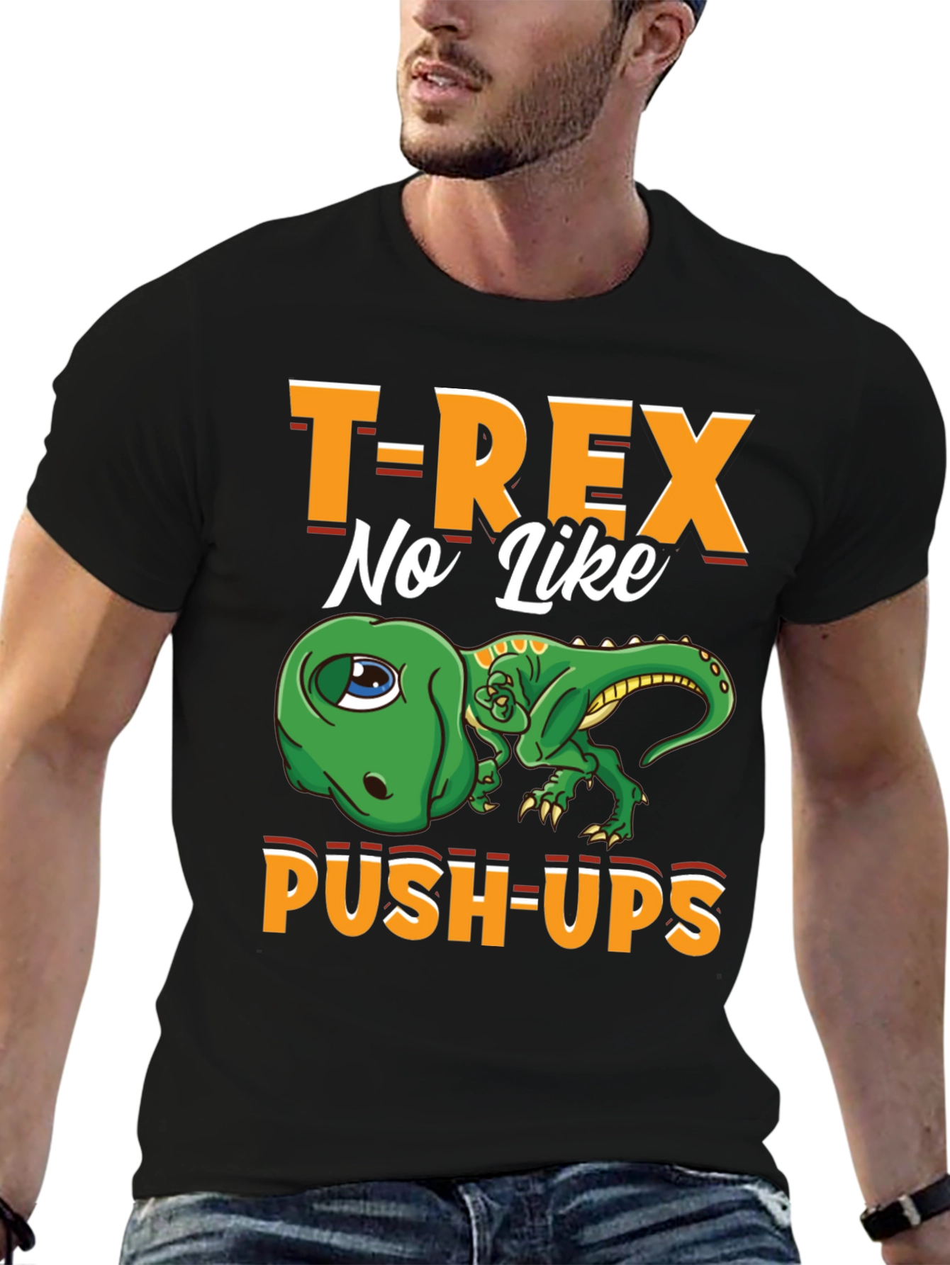 T-Rex No Like Push-Ups Graphic Tee