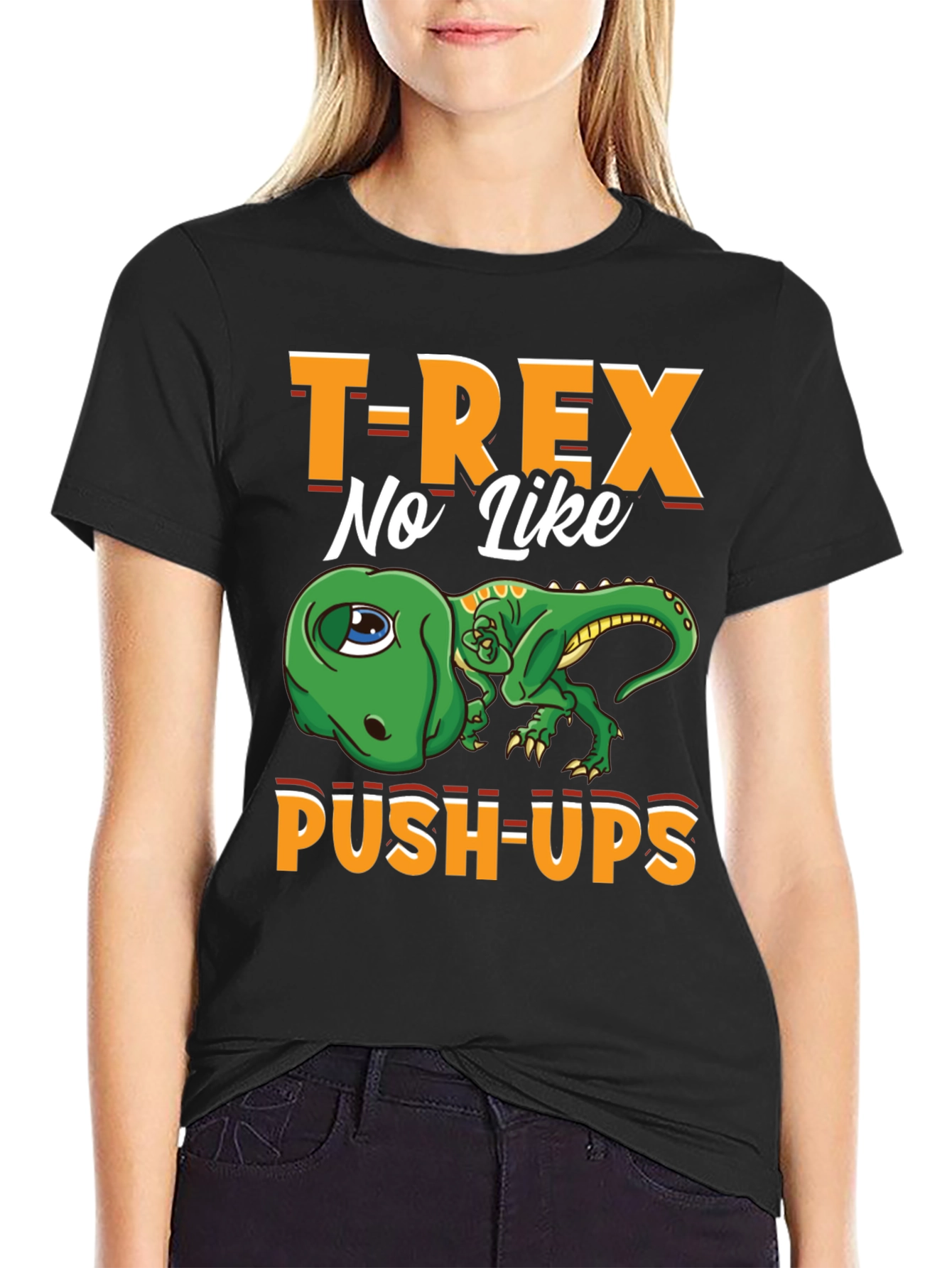T-Rex No Like Push-Ups Graphic Tee