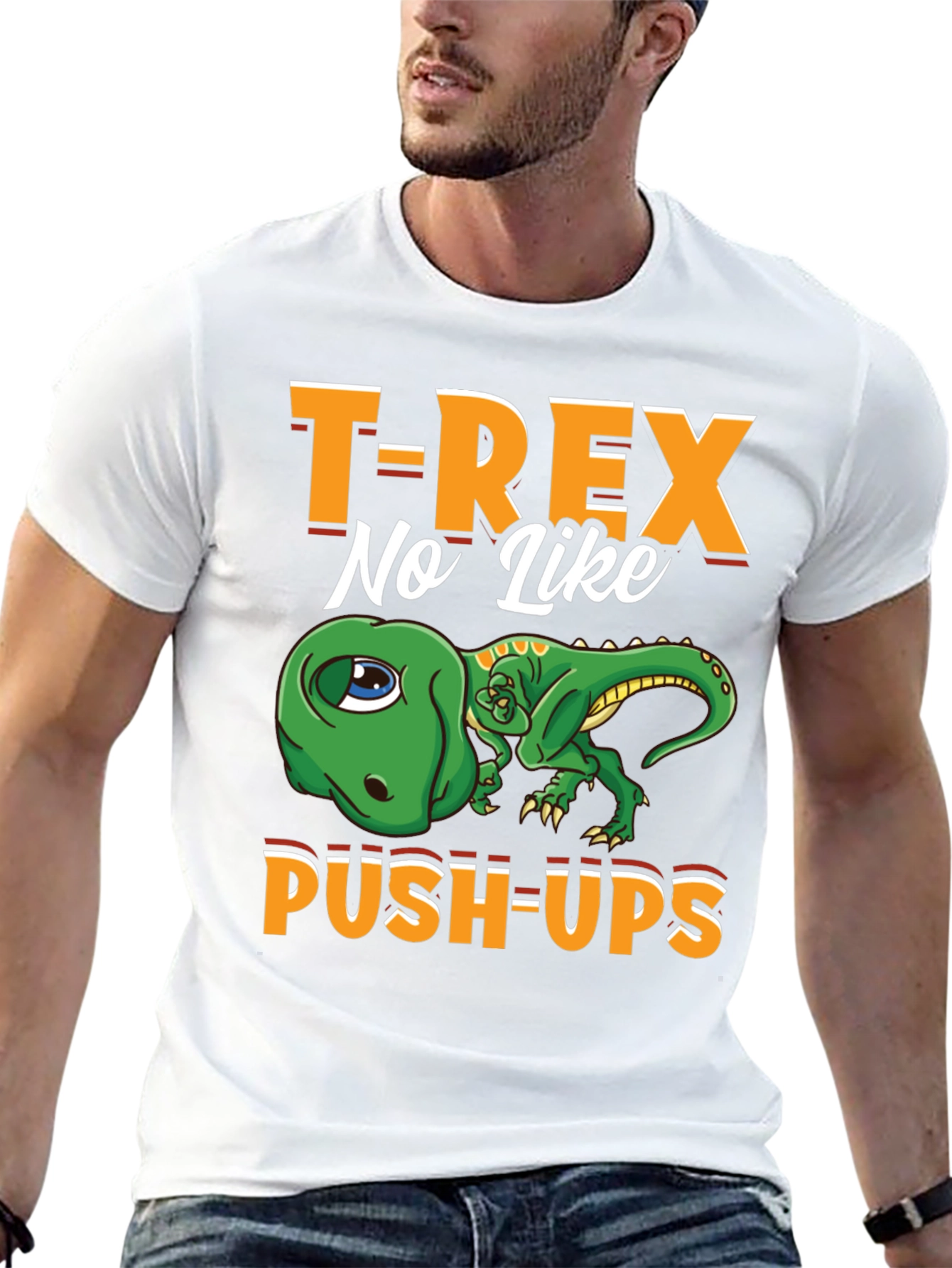 T-Rex No Like Push-Ups Graphic Tee