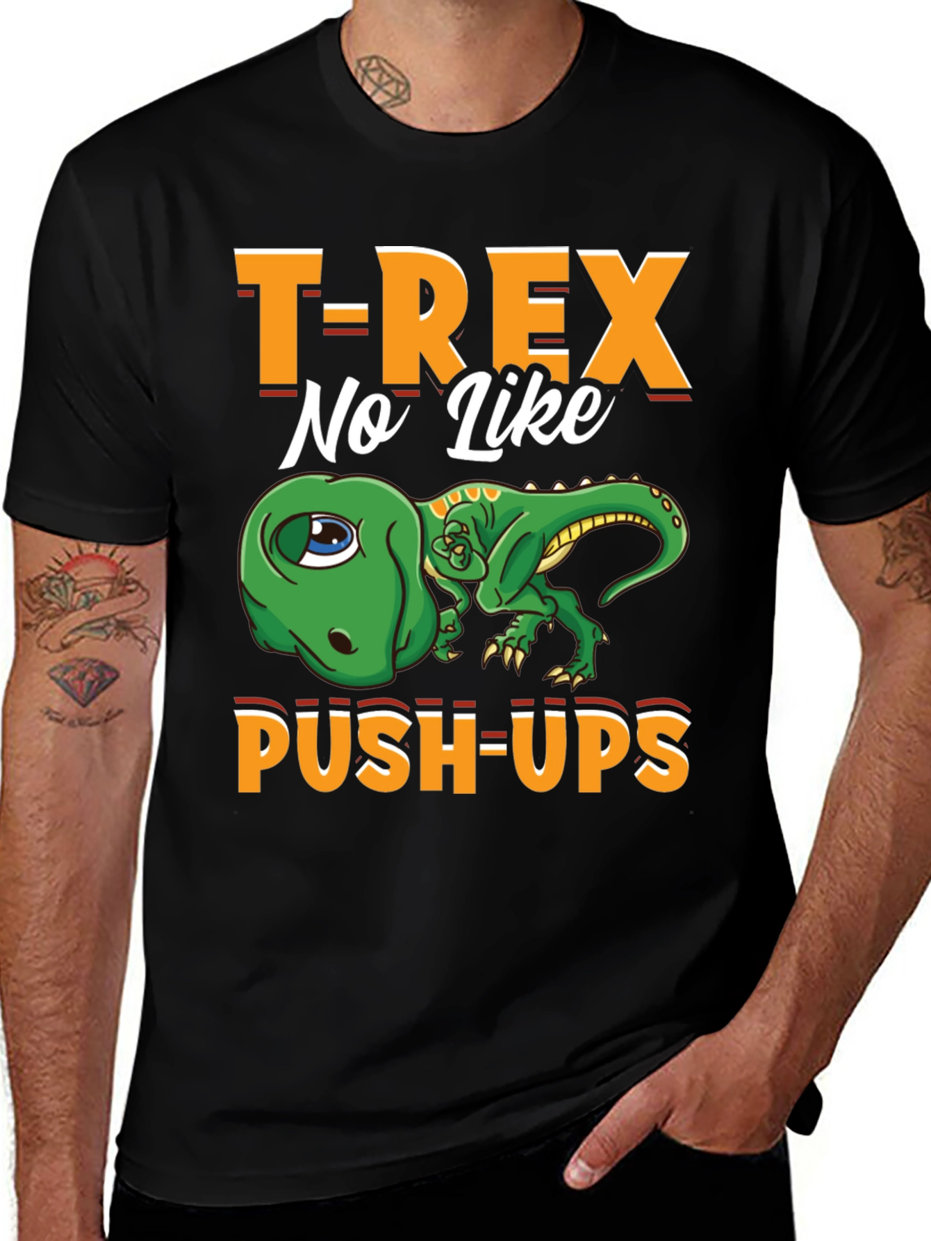 T-Rex No Like Push-Ups Graphic Tee