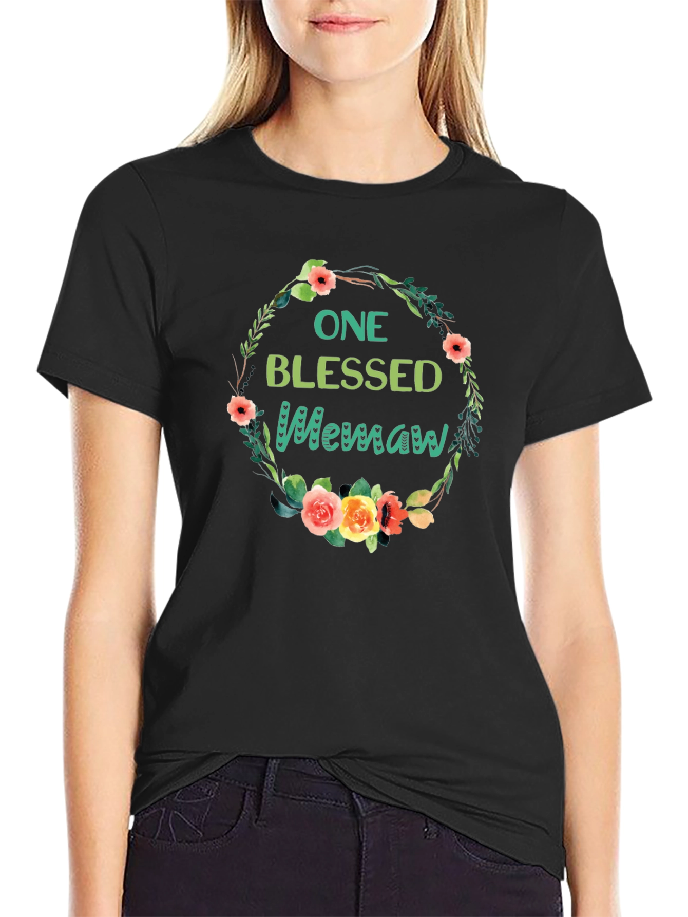 One Blessed Memaw T-Shirt Floral Design