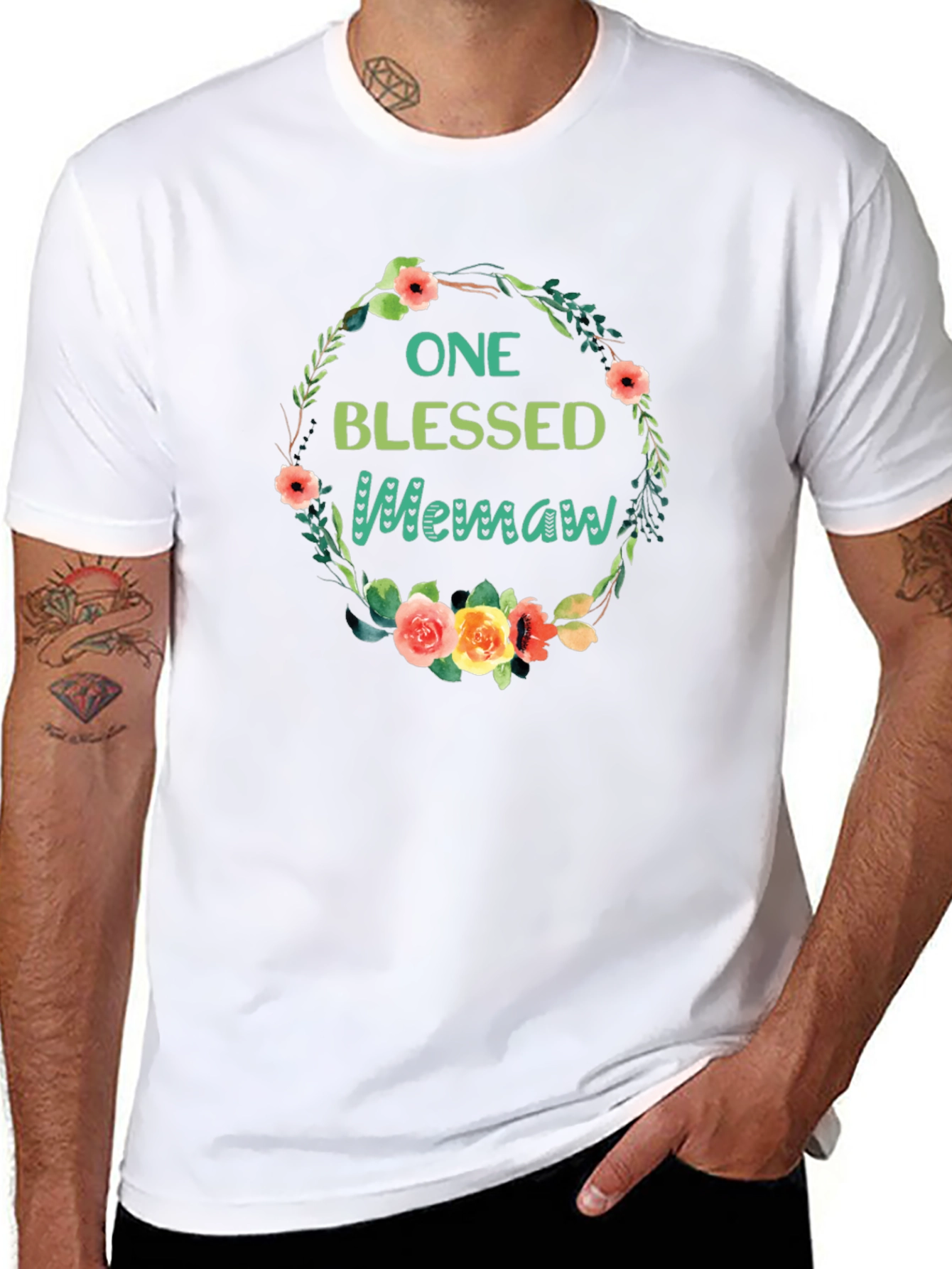 One Blessed Memaw T-Shirt Floral Design