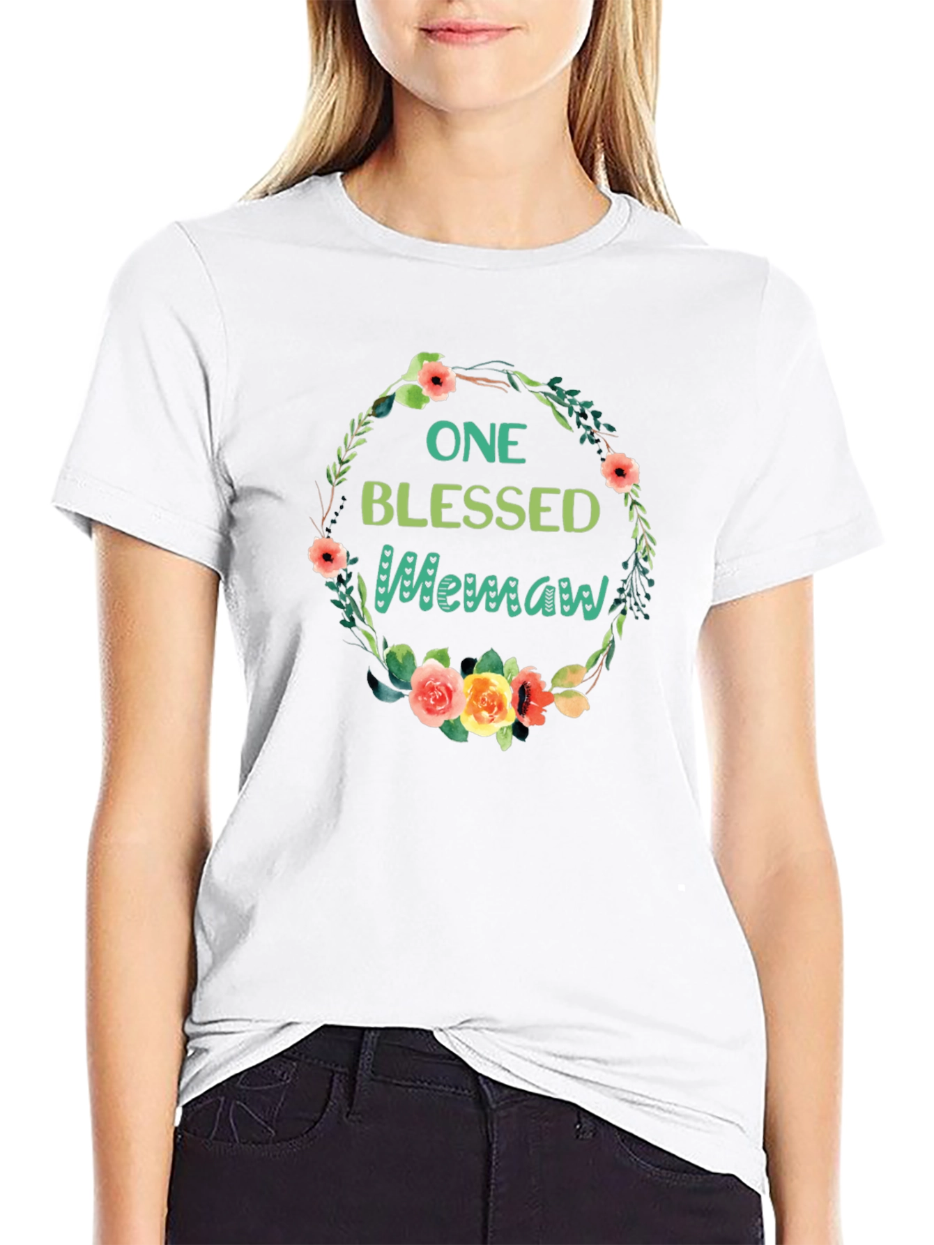 One Blessed Memaw T-Shirt Floral Design