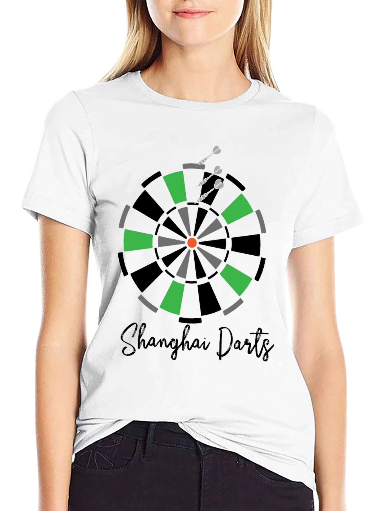 Shanghai Darts T-Shirt - Black Crew Neck