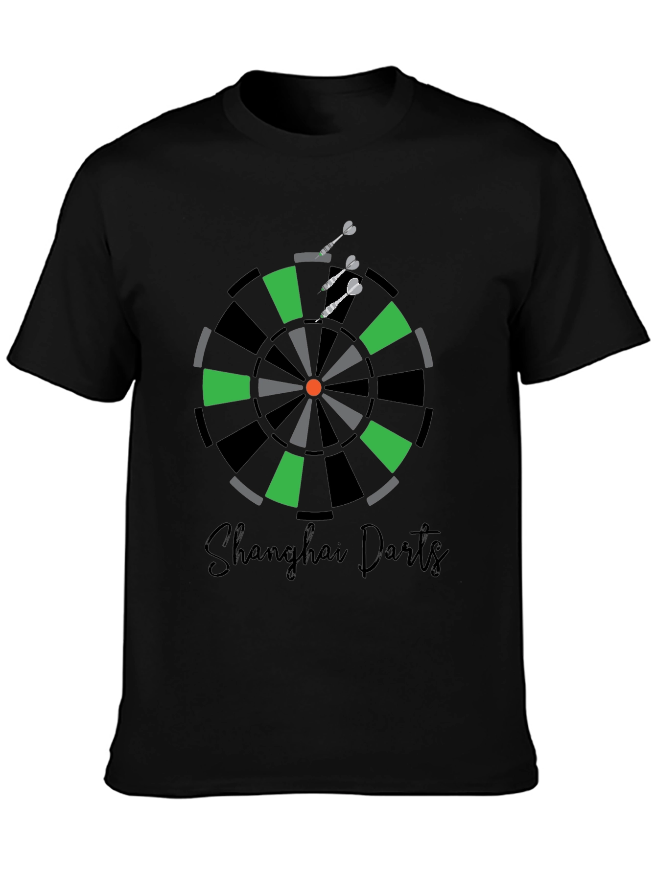 Shanghai Darts T-Shirt - Black Crew Neck