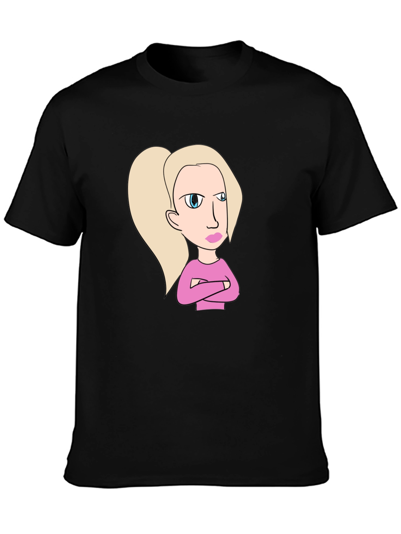 Sassy Cartoon Character Graphic Tee - Black
