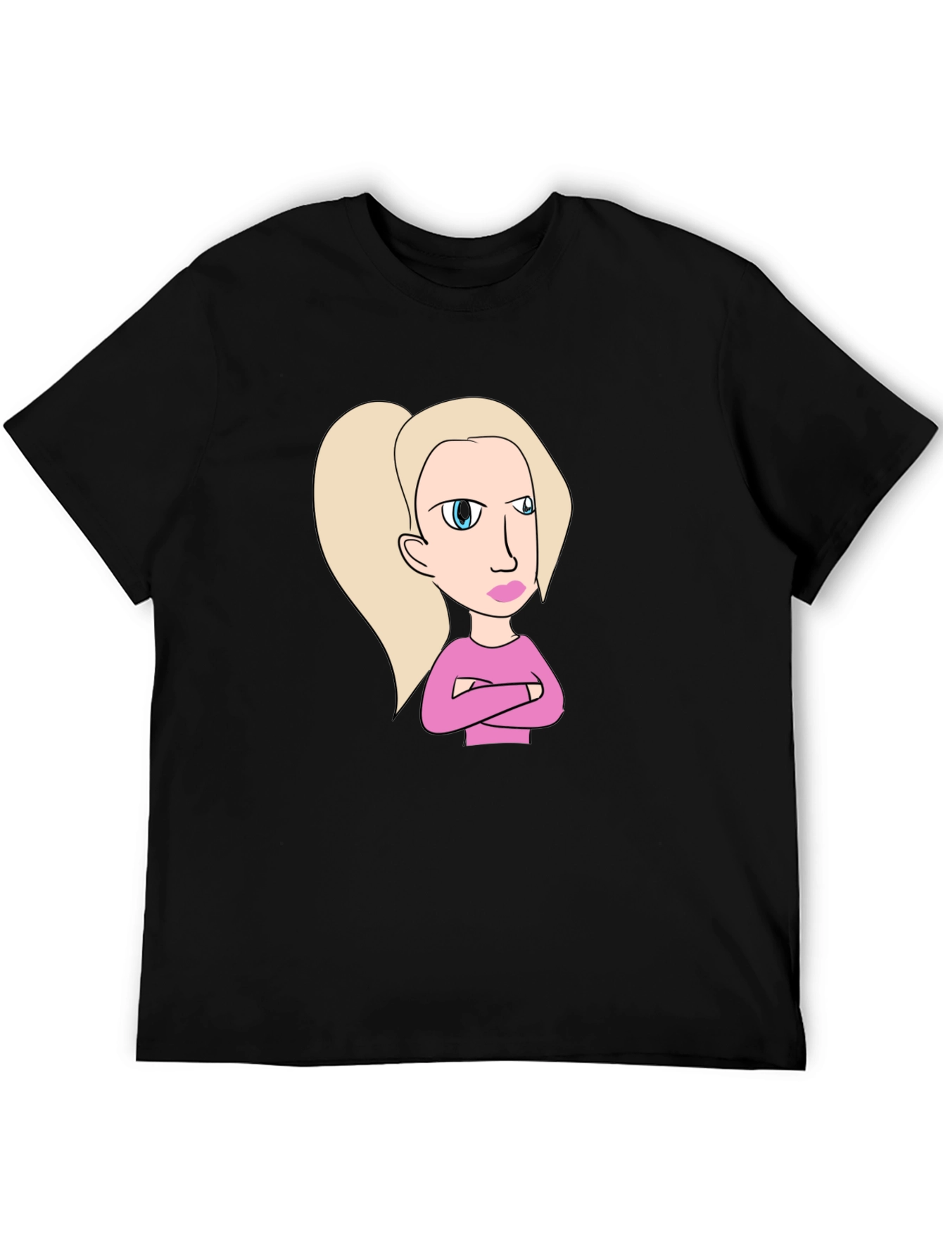 Sassy Cartoon Character Graphic Tee - Black