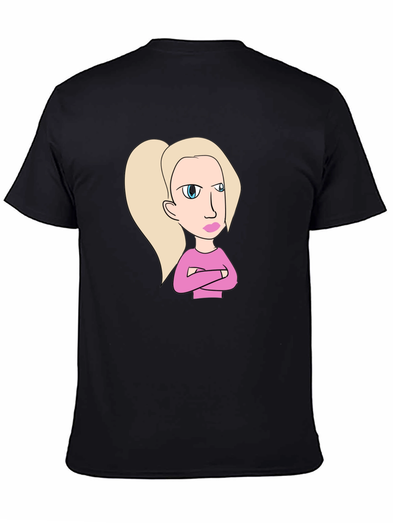 Sassy Cartoon Character Graphic Tee - Black