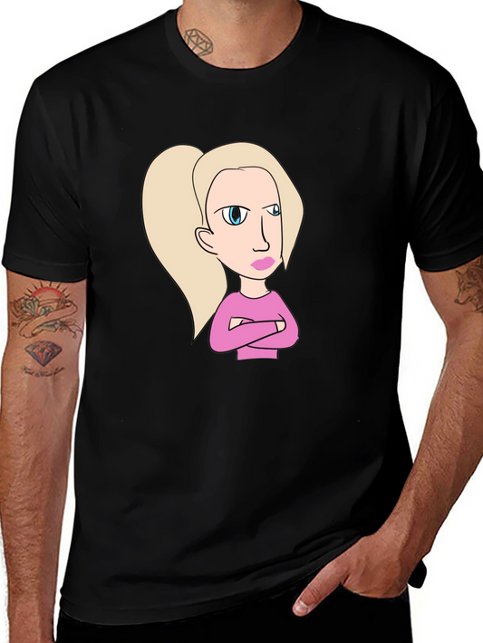 Sassy Cartoon Character Graphic Tee - Black
