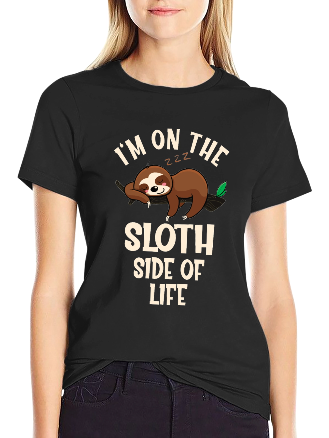 Sloth Side of Life Black T-Shirt