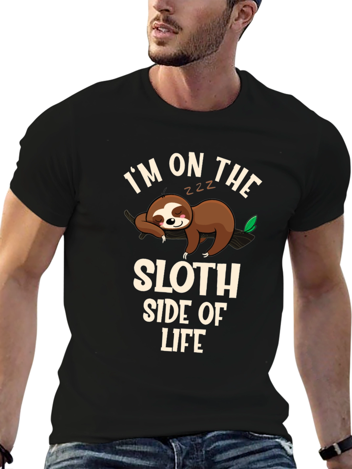 Sloth Side of Life Black T-Shirt