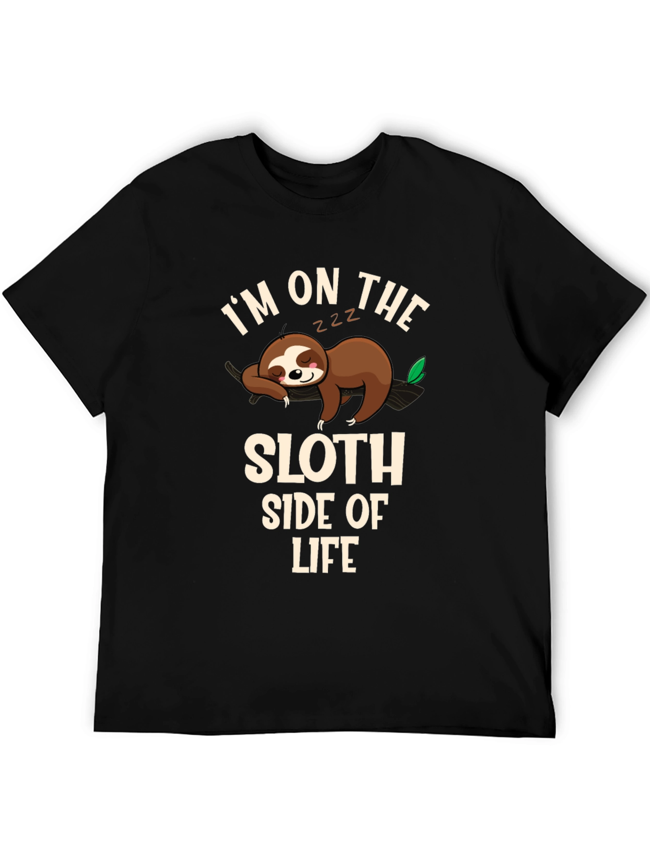 Sloth Side of Life Black T-Shirt