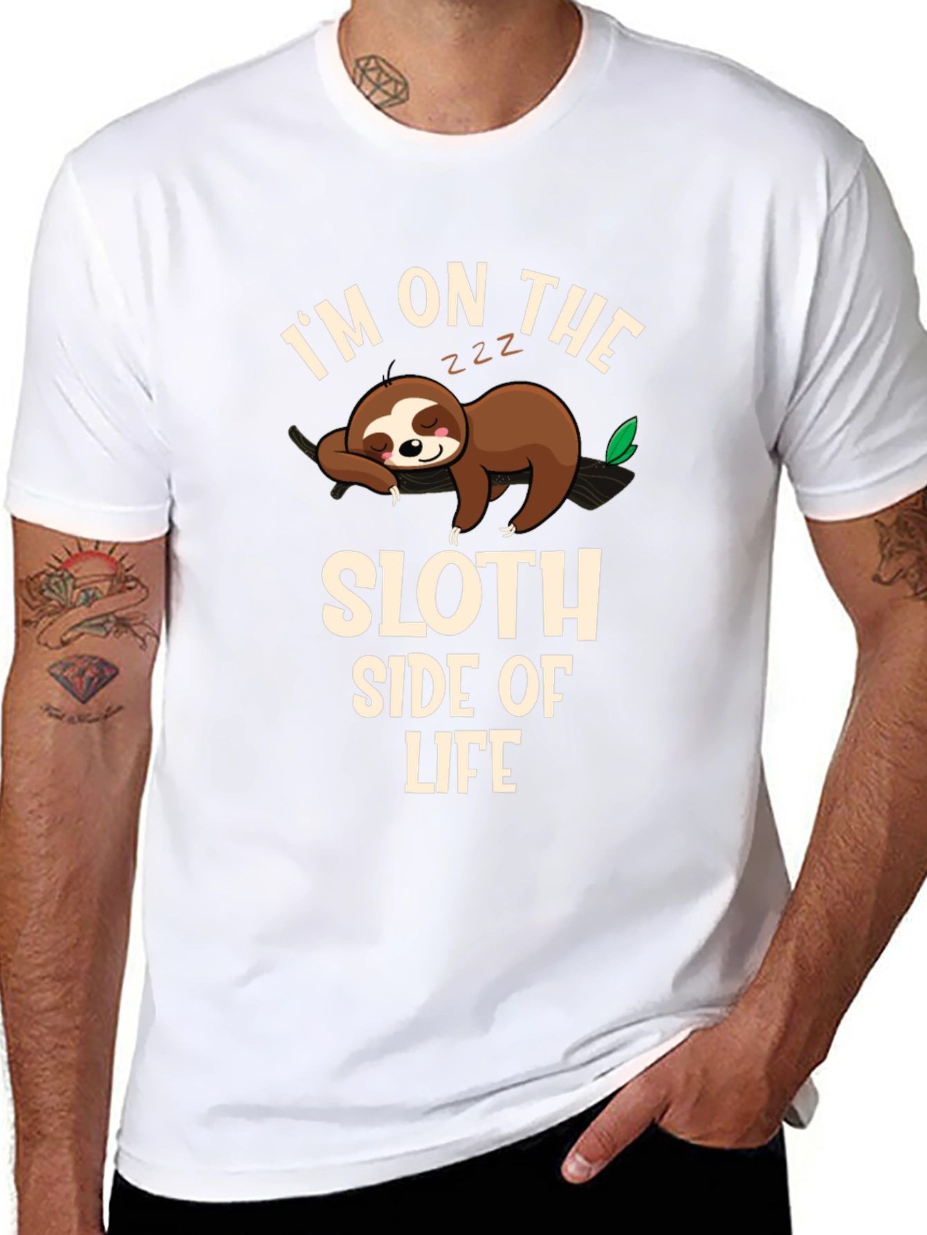 Sloth Side of Life Black T-Shirt