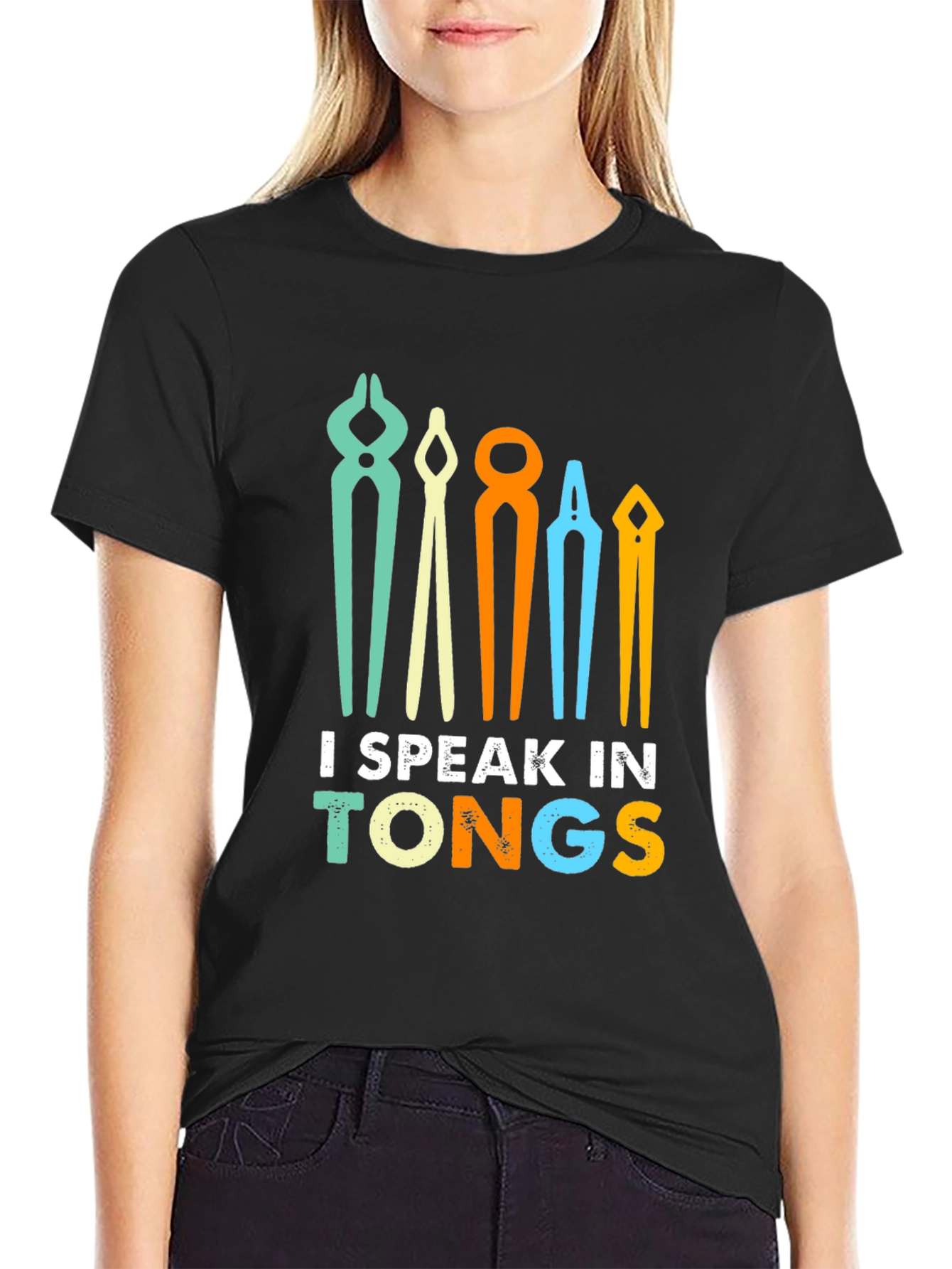 I Speak In Tongs Black T-Shirt