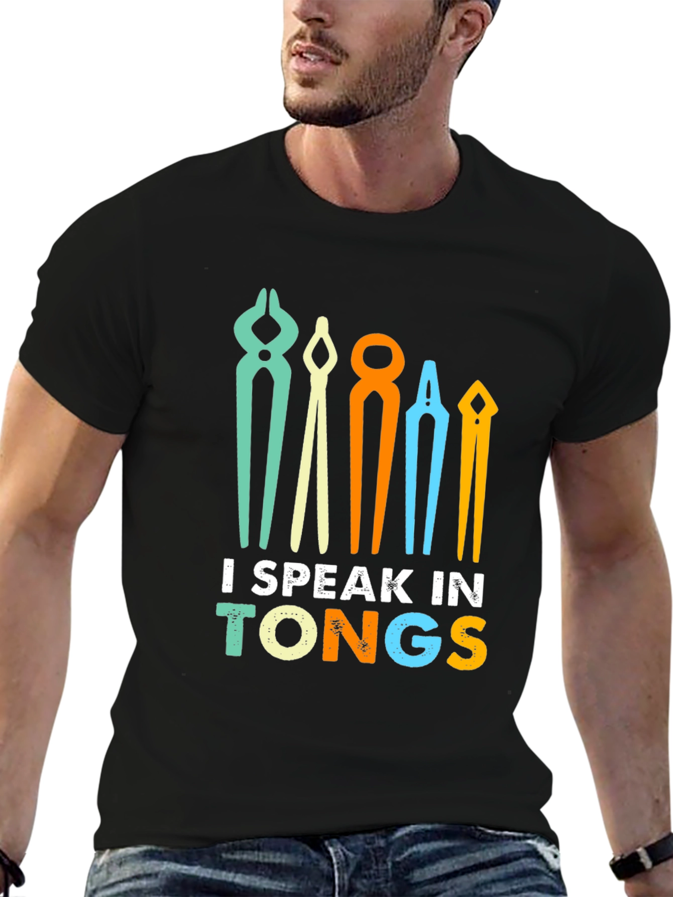 I Speak In Tongs Black T-Shirt