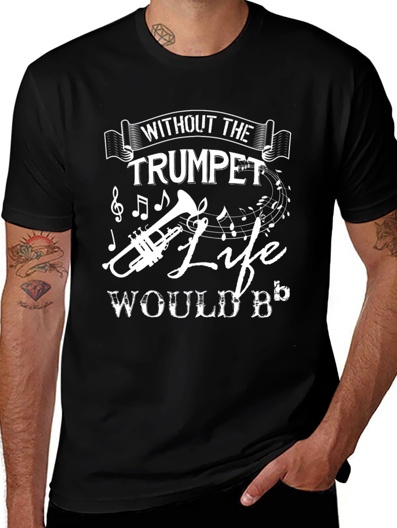 Trumpet Music T-Shirt - Life Would B Flat
