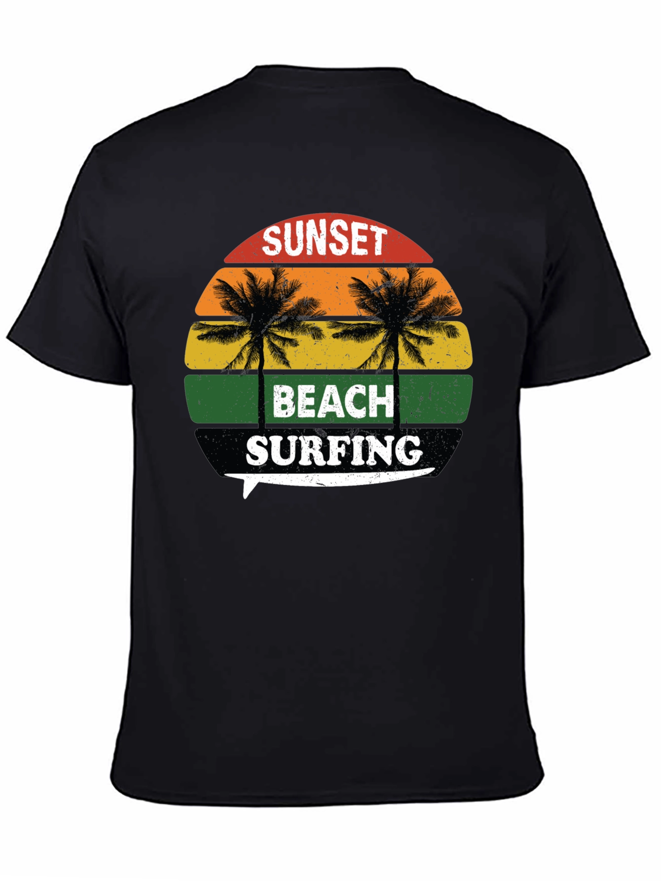 Sunset Beach Surfing Graphic T-Shirt