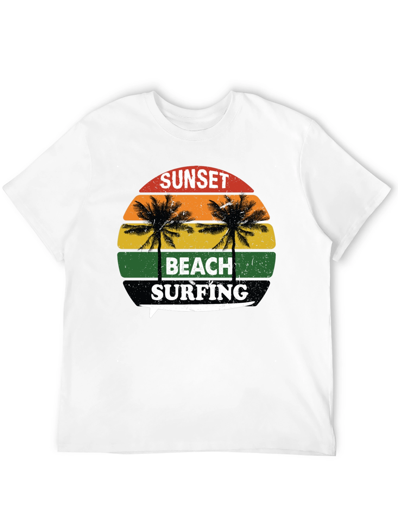 Sunset Beach Surfing Graphic T-Shirt