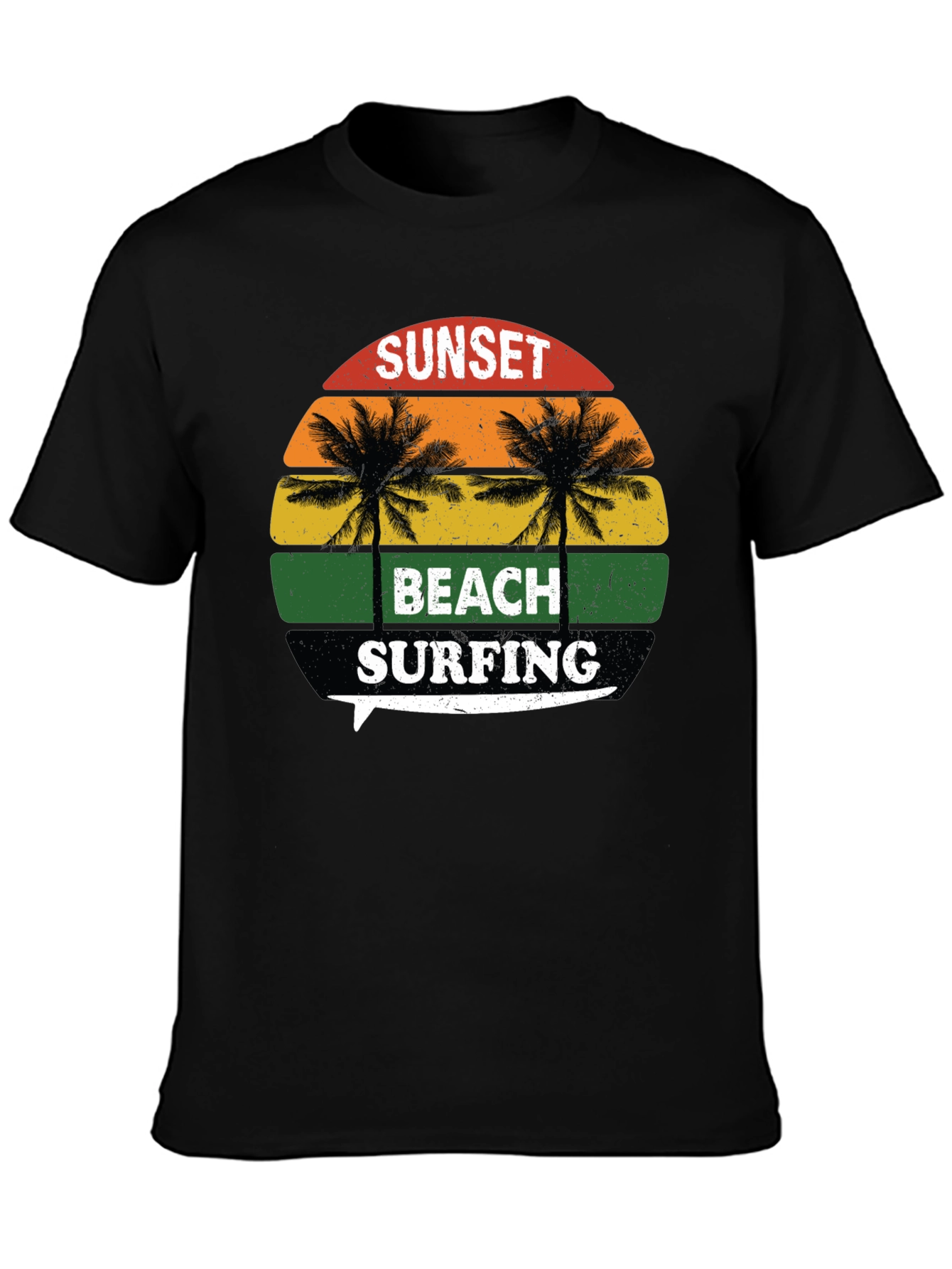 Sunset Beach Surfing Graphic T-Shirt