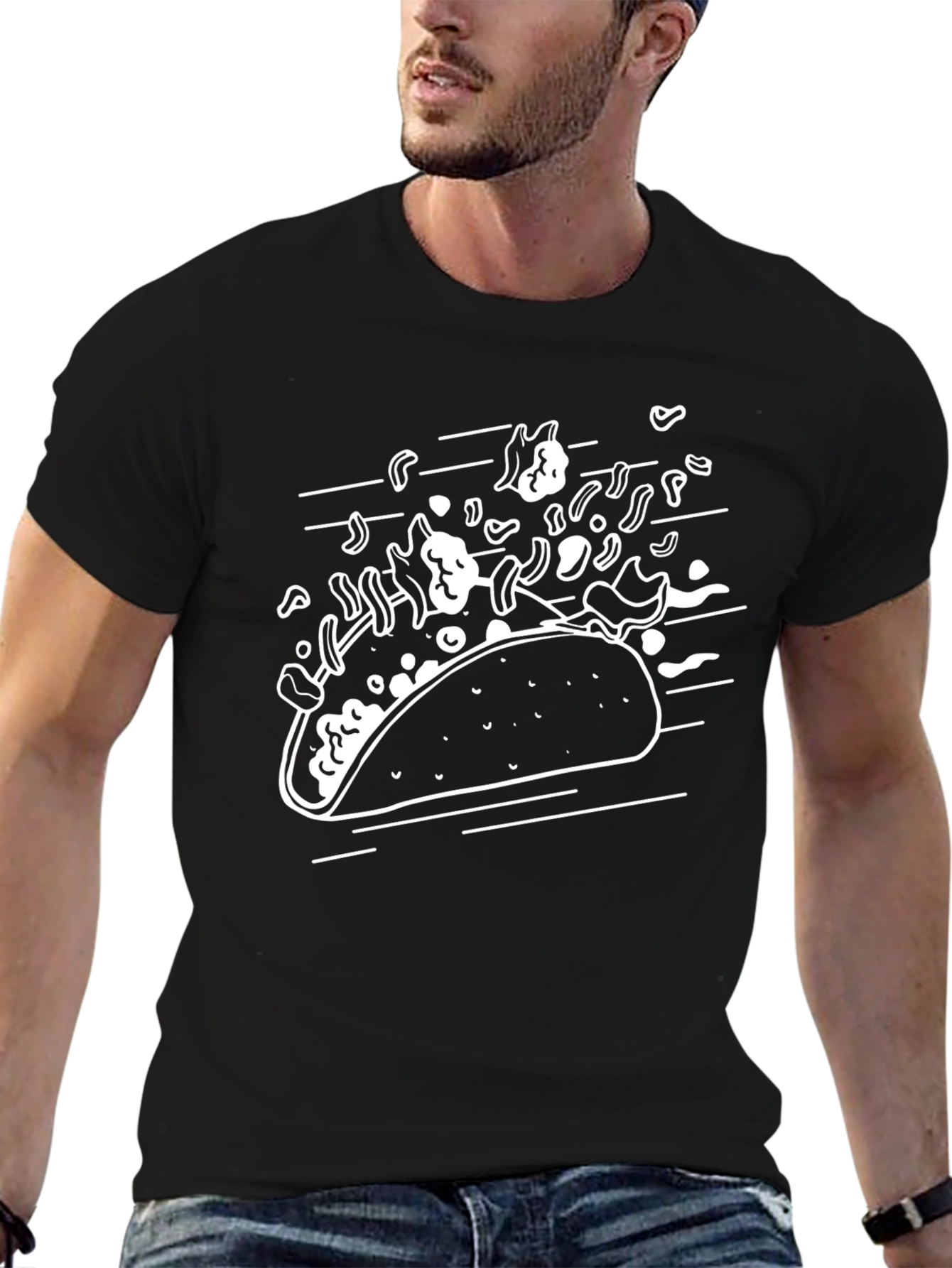 Taco Graphic Tee - Black Crew Neck T-Shirt