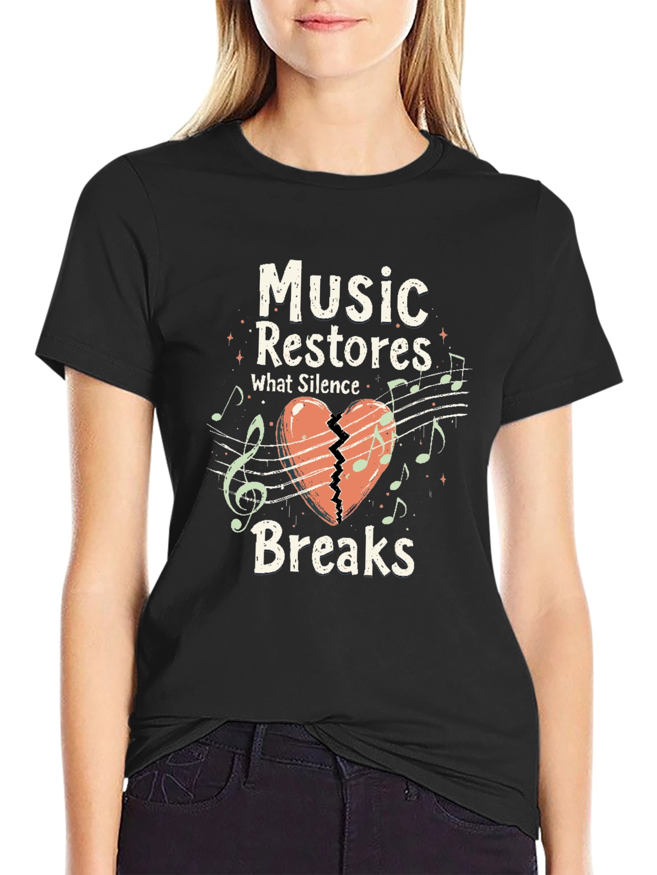 Music Restores What Silence Breaks Graphic T-Shirt