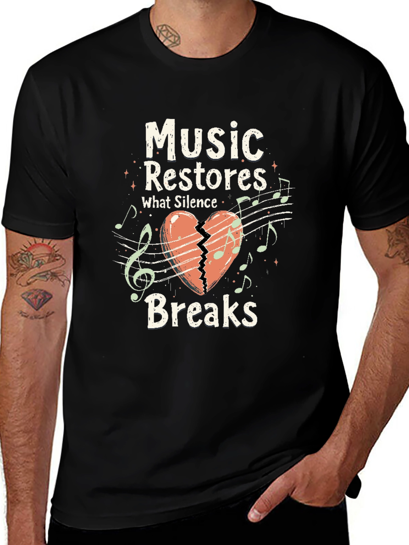 Music Restores What Silence Breaks Graphic T-Shirt