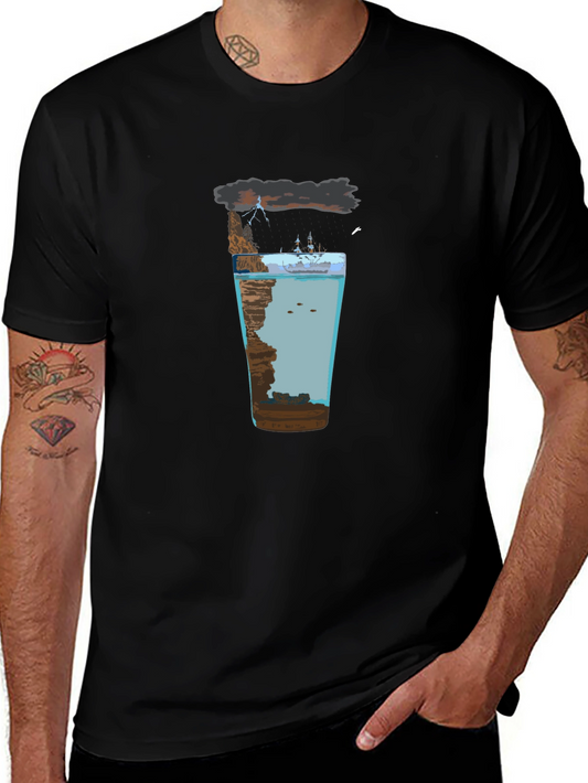 Stormy Sea in Glass Graphic Tee - Unique Design