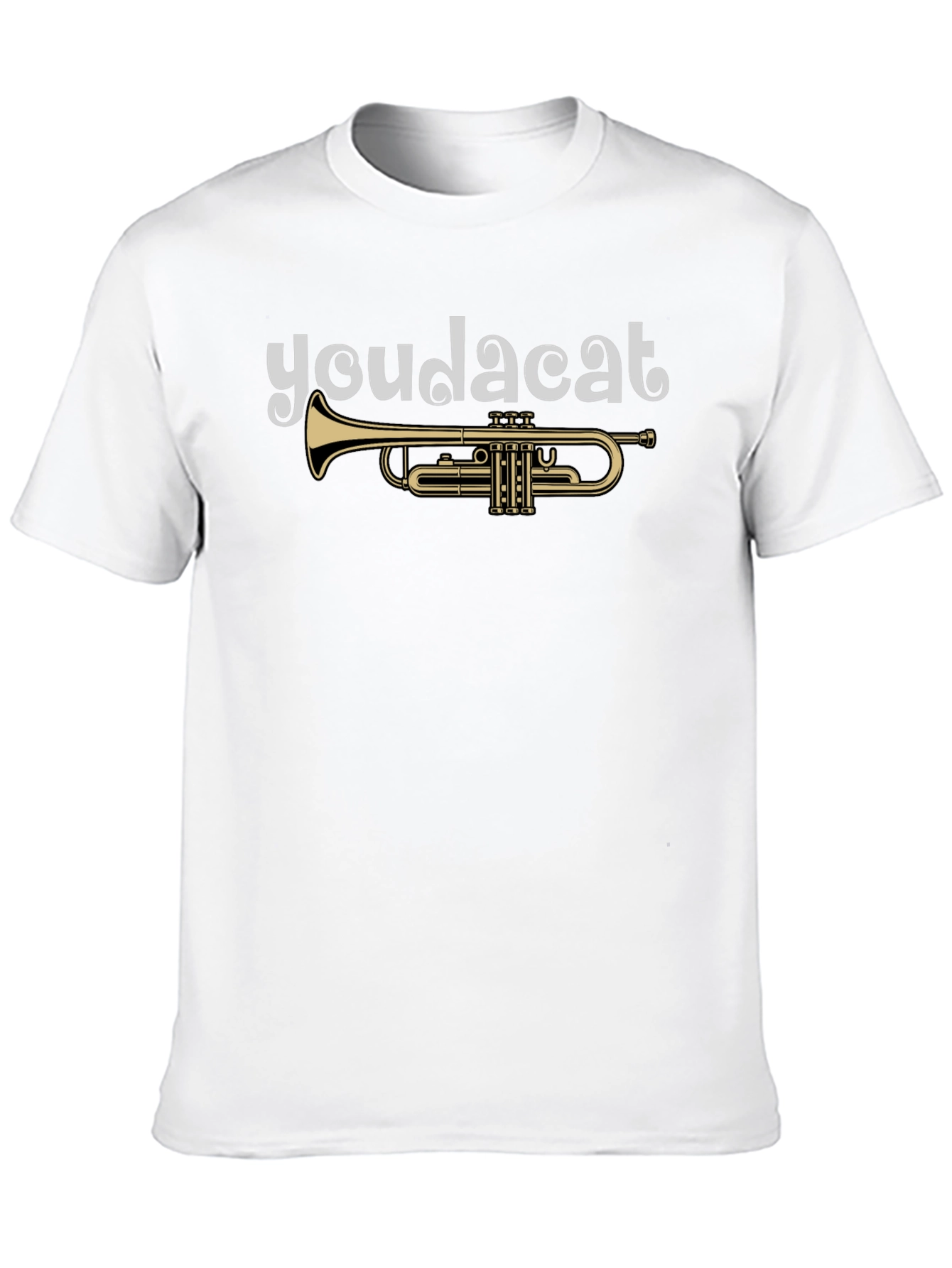 Youda Cat Trumpet Graphic Tee - Black Cotton T-Shirt