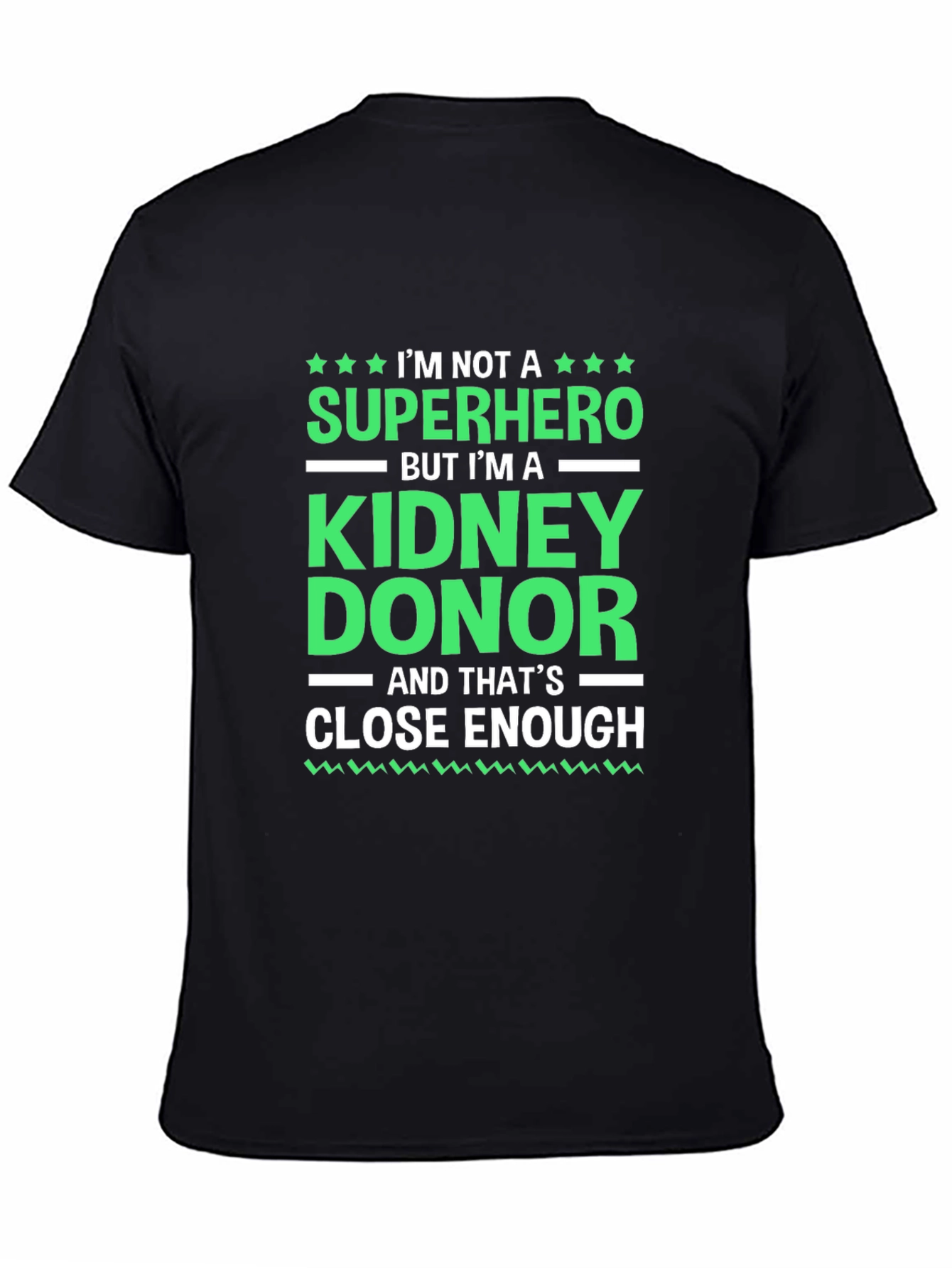 Kidney Donor Superhero T-Shirt - Black Cotton Tee