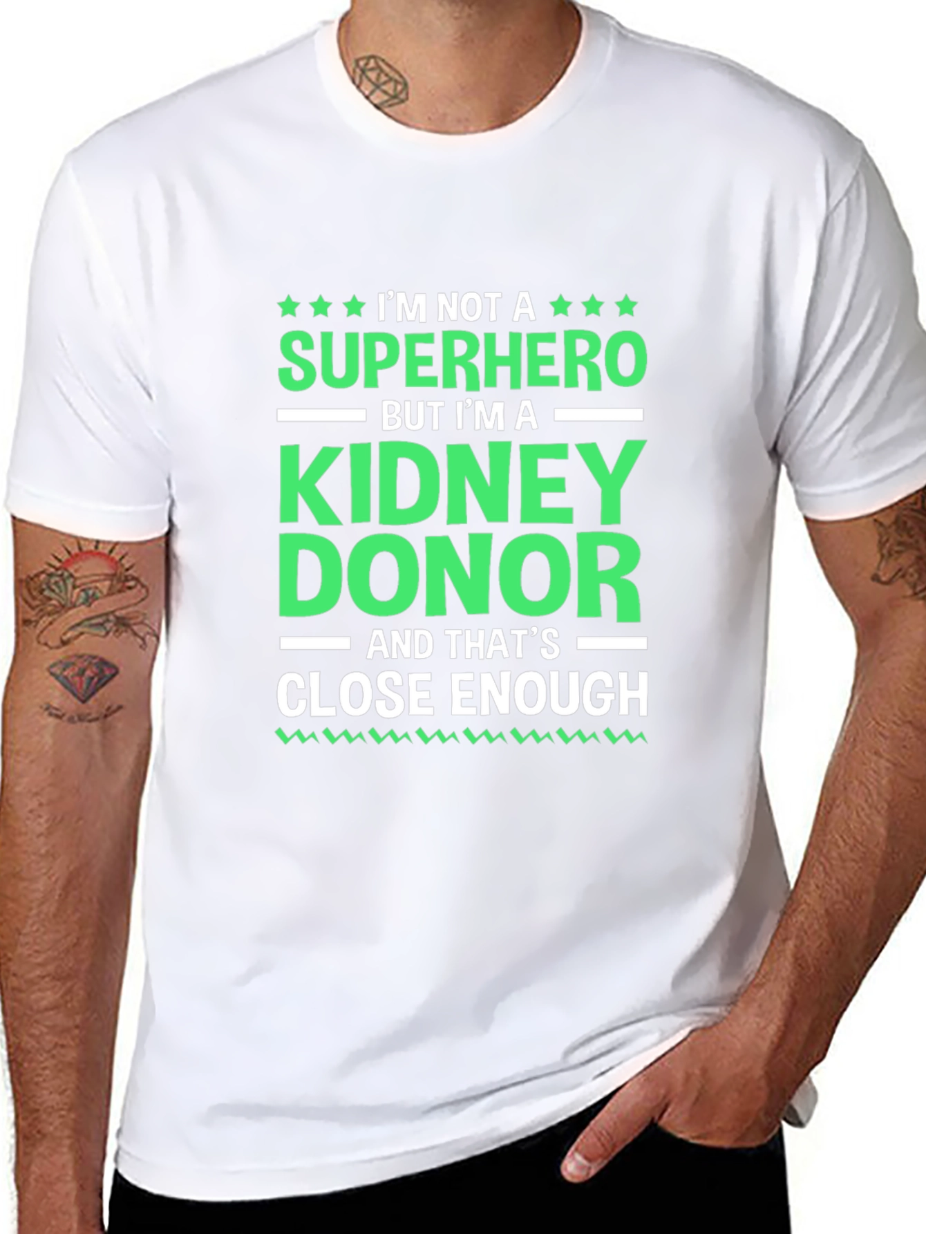 Kidney Donor Superhero T-Shirt - Black Cotton Tee