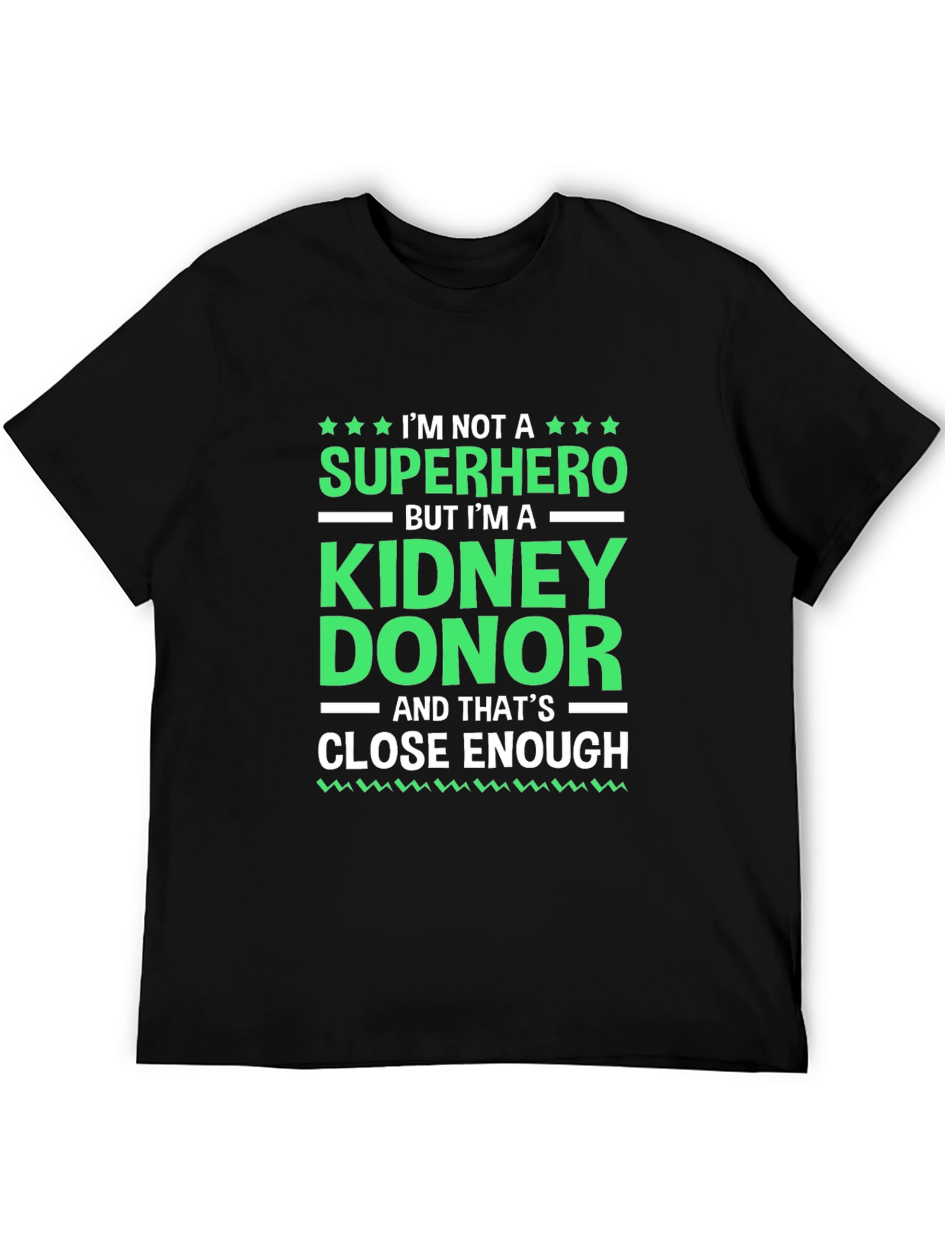 Kidney Donor Superhero T-Shirt - Black Cotton Tee