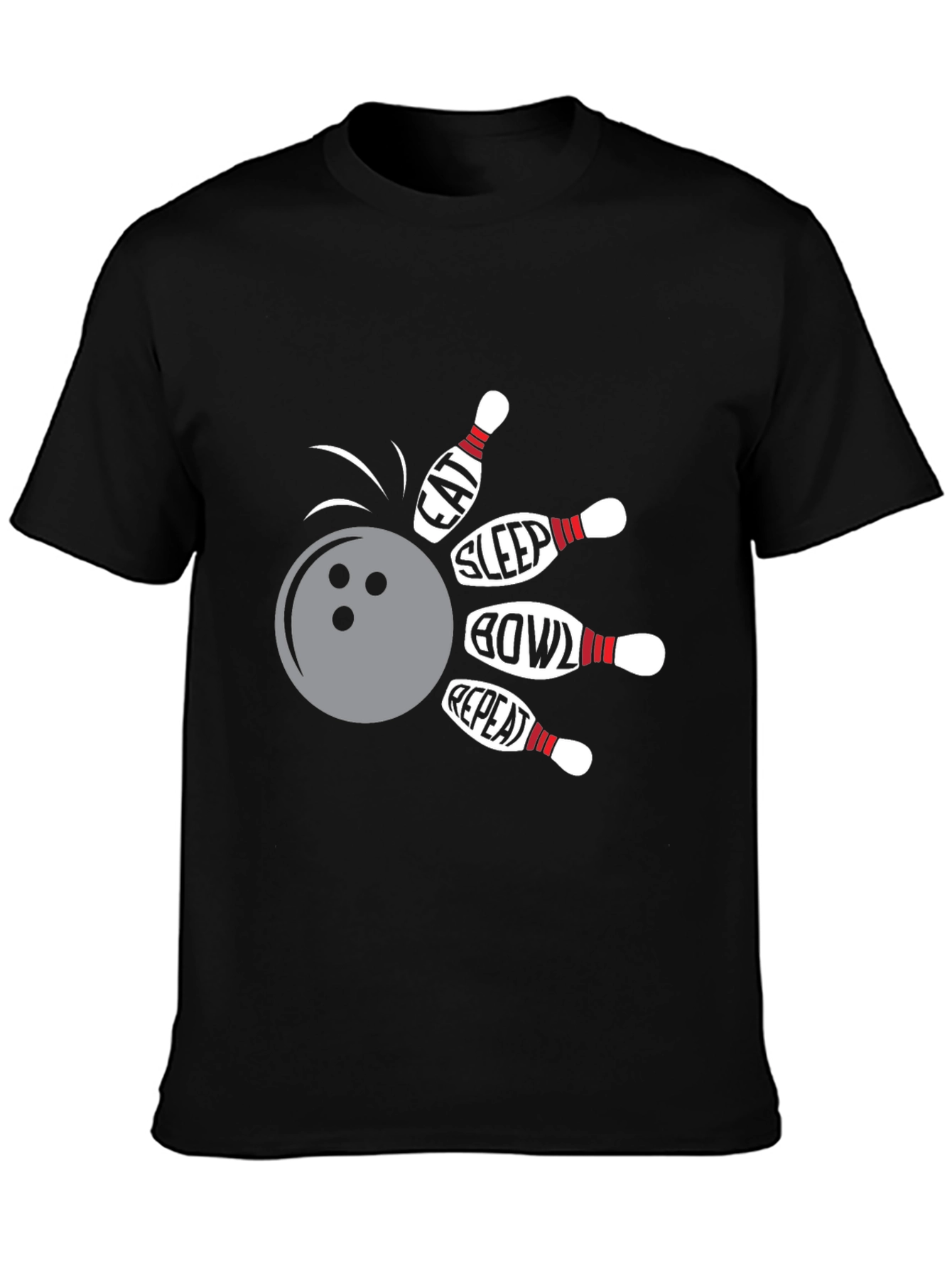 Eat Sleep Bowl Repeat Black Graphic Tee