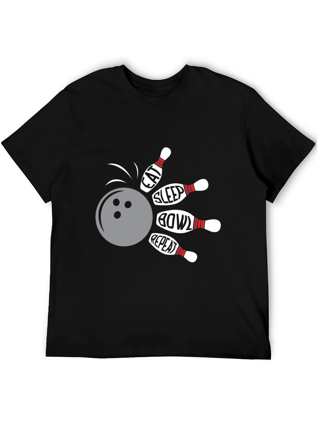 Eat Sleep Bowl Repeat Black Graphic Tee