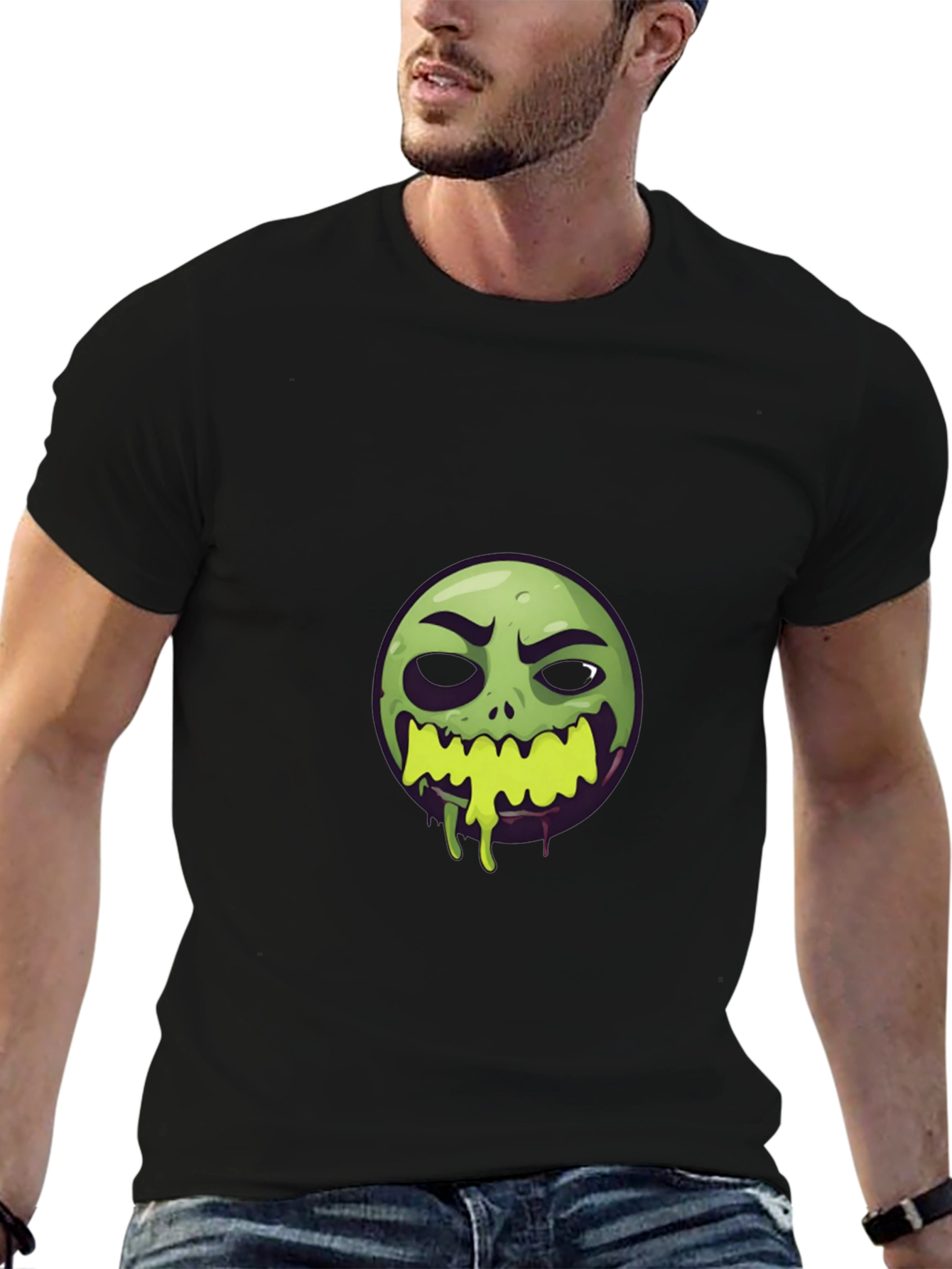 Zombie Emoji Graphic Black T-Shirt