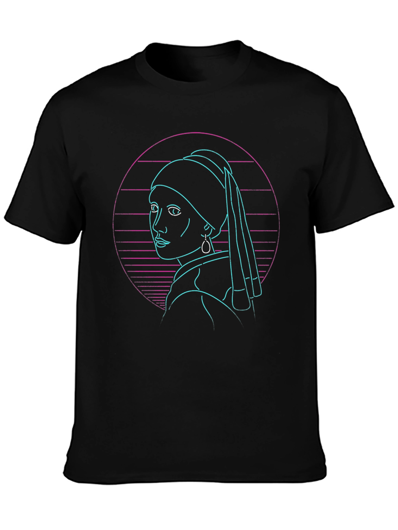 Retro Cyberpunk Girl with Pearl Earring T-Shirt